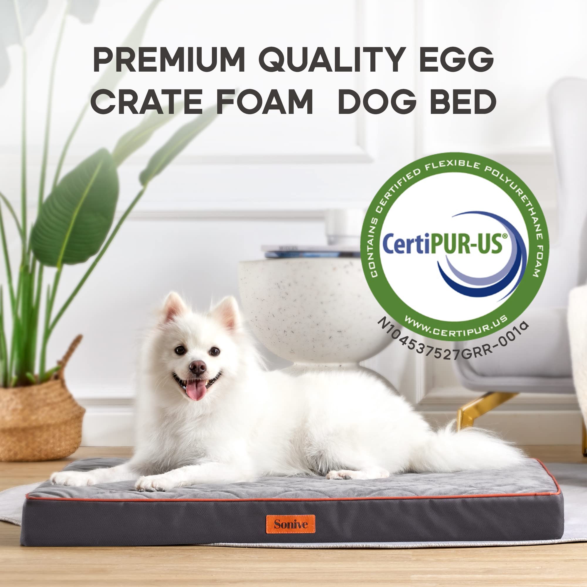 Sonive Medium Size Dog & Cat Bed, Egg-Crate Foam Orthopedic Dog Bed, Waterproof Quilted Comfortable Pet Bed Indoor & Outdoor Use