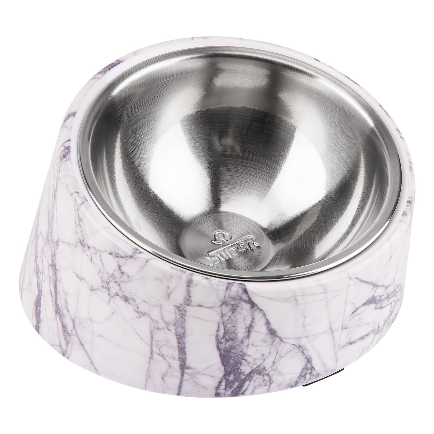Super Design Mess Free 15 Degree Slanted Bowl for Dogs and Cats, Tilted Angle Bulldog Bowl Pet Feeder, Non-Skid & Non-Spill, Eas