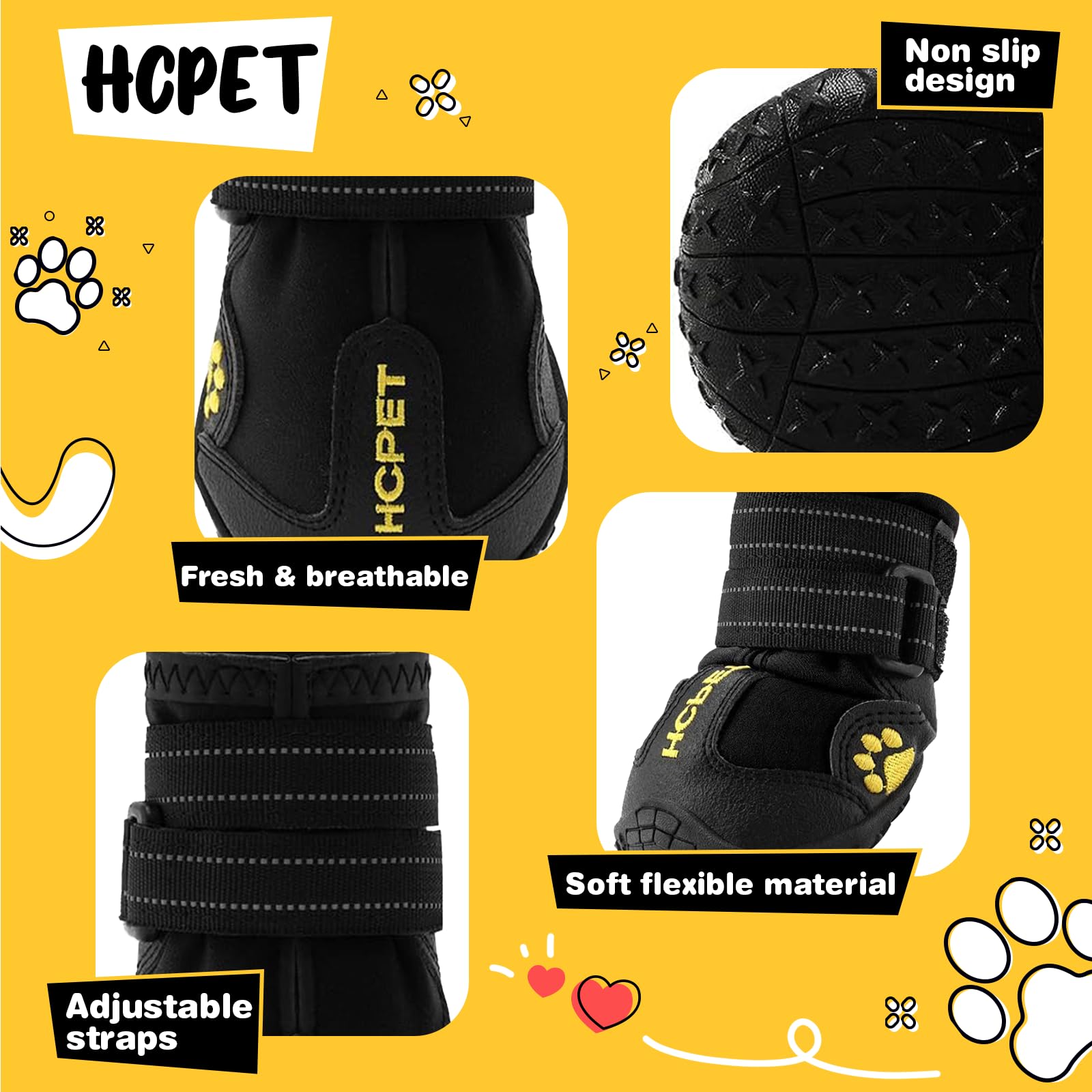 Hcpet Dog Shoes, Dog Boots For Small Dogs, Waterproof Medium Dog Booties Paw Protector For Summer Hot Pavement, Winter Snowy Day