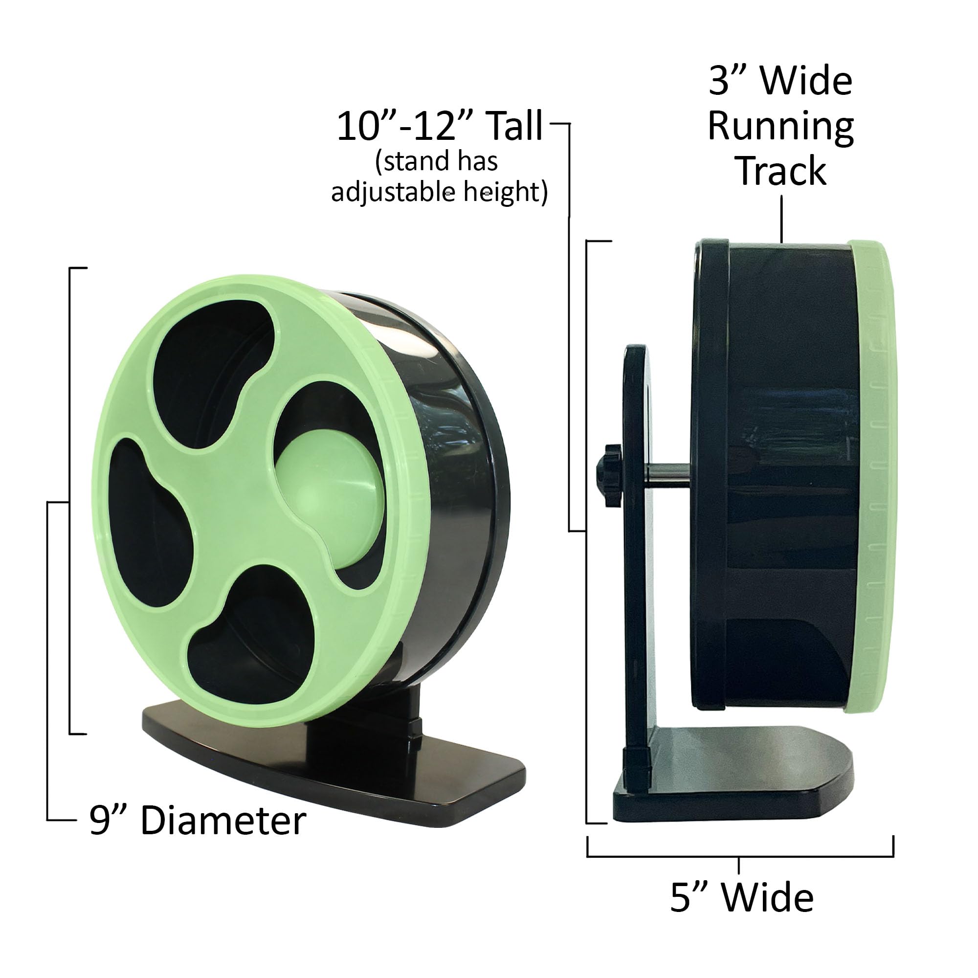 Silent Runner- 9' Regular - Exercise Wheel + Stand + Cage Attachment (Glow In The Dark)