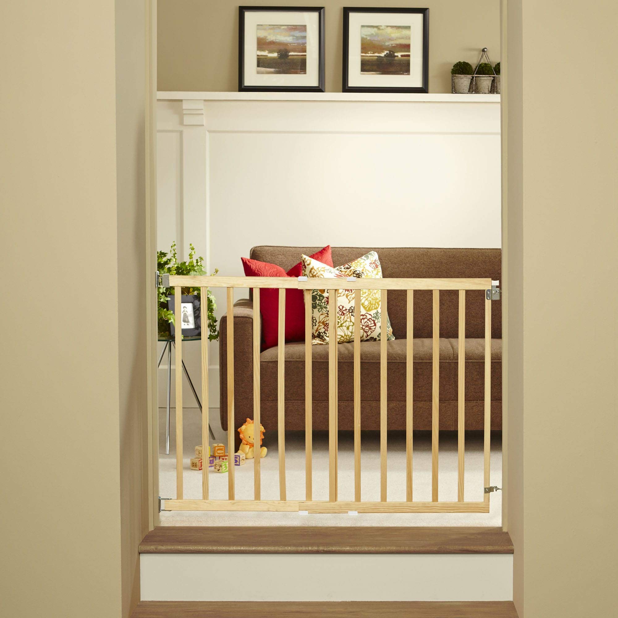 Toddleroo by North States Stairway Swing Wooden Gate, Baby Gate for Stairs. Fits 28"- 42" Wide. Hardware Mount. Child Gates for Doorways. Made in USA (30" Tall, Sustainable Hardwood)