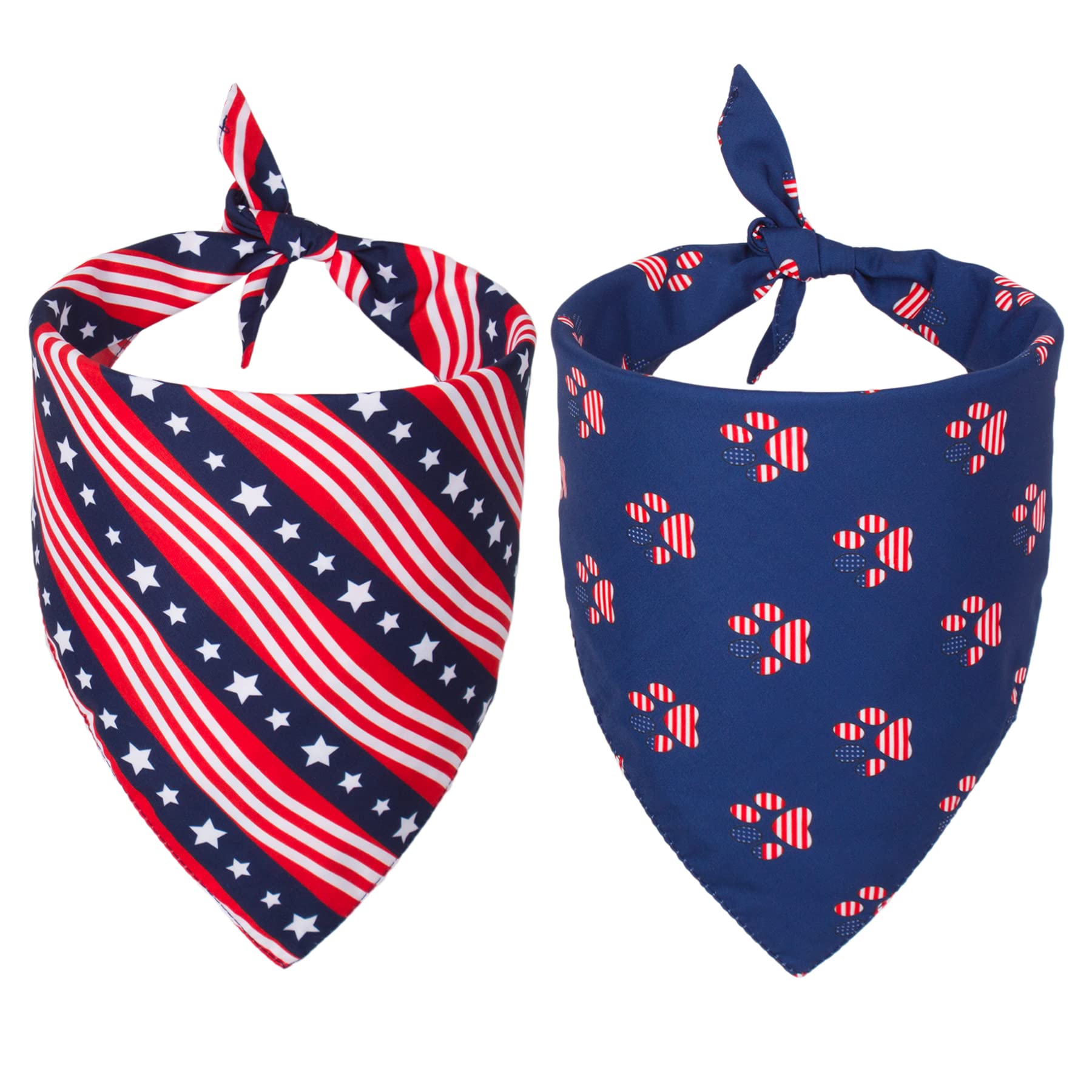 Ptdecor American Us Flag Dog Bandana 4Th Of July Dog Bandanas Reversible Triangle Bibs Scarf For Small Dogs (Style 1, Small)