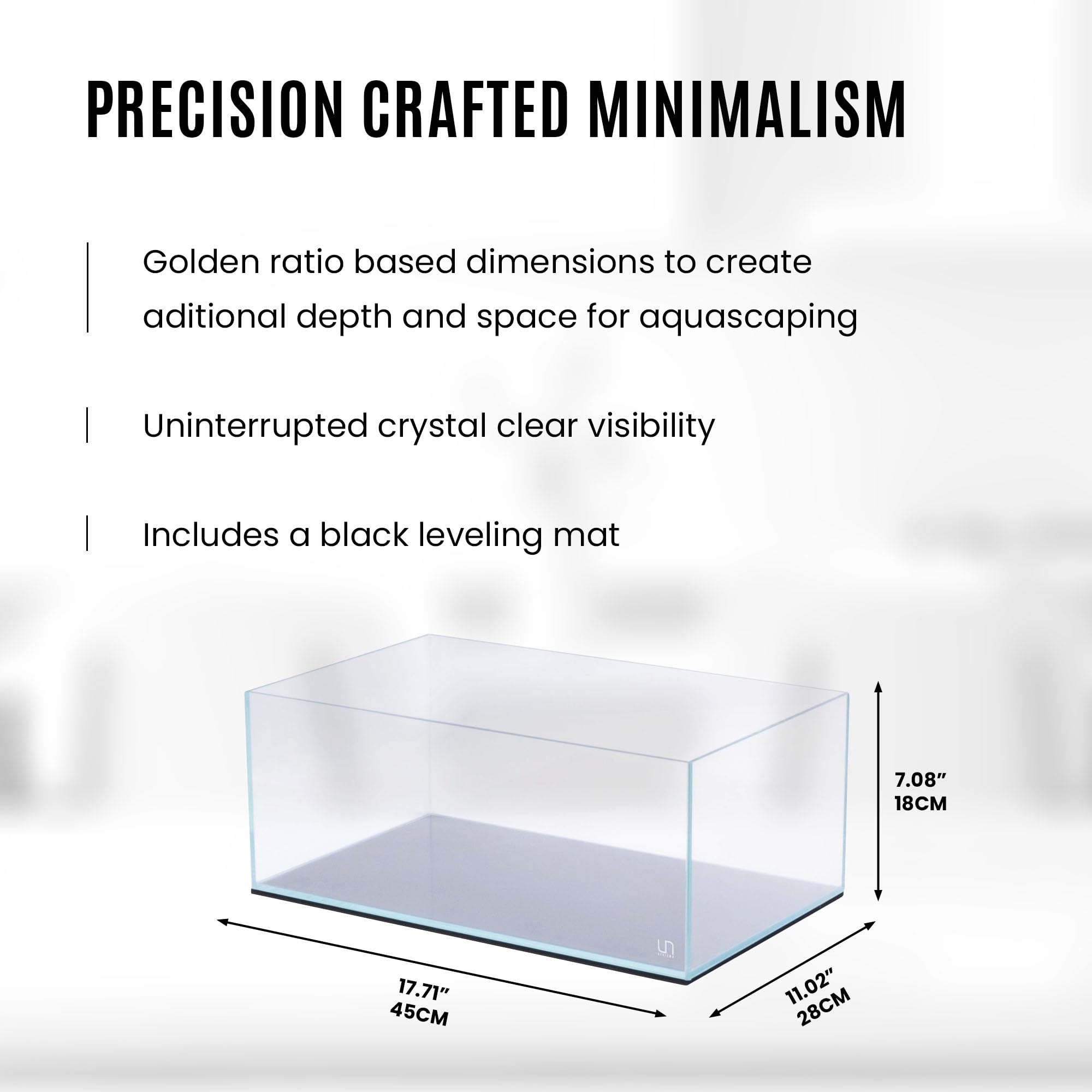 Ultum Nature Systems Ultra Clear Rimless Aquarium - Low Iron Glass Fish Tank With 45 Mitered Edges, 5Mm-15Mm Thick, Leveling Mat