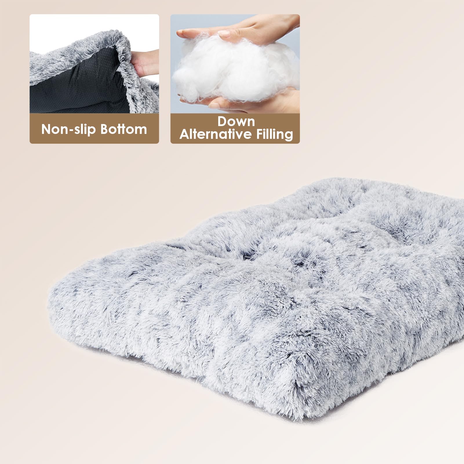 Eheyciga Fluffy Dog Crate Bed For Small Dogs, Plush Faux Fur Dog Crate Pad, Calming Anti Anxiety Small Dog Bed For Crate