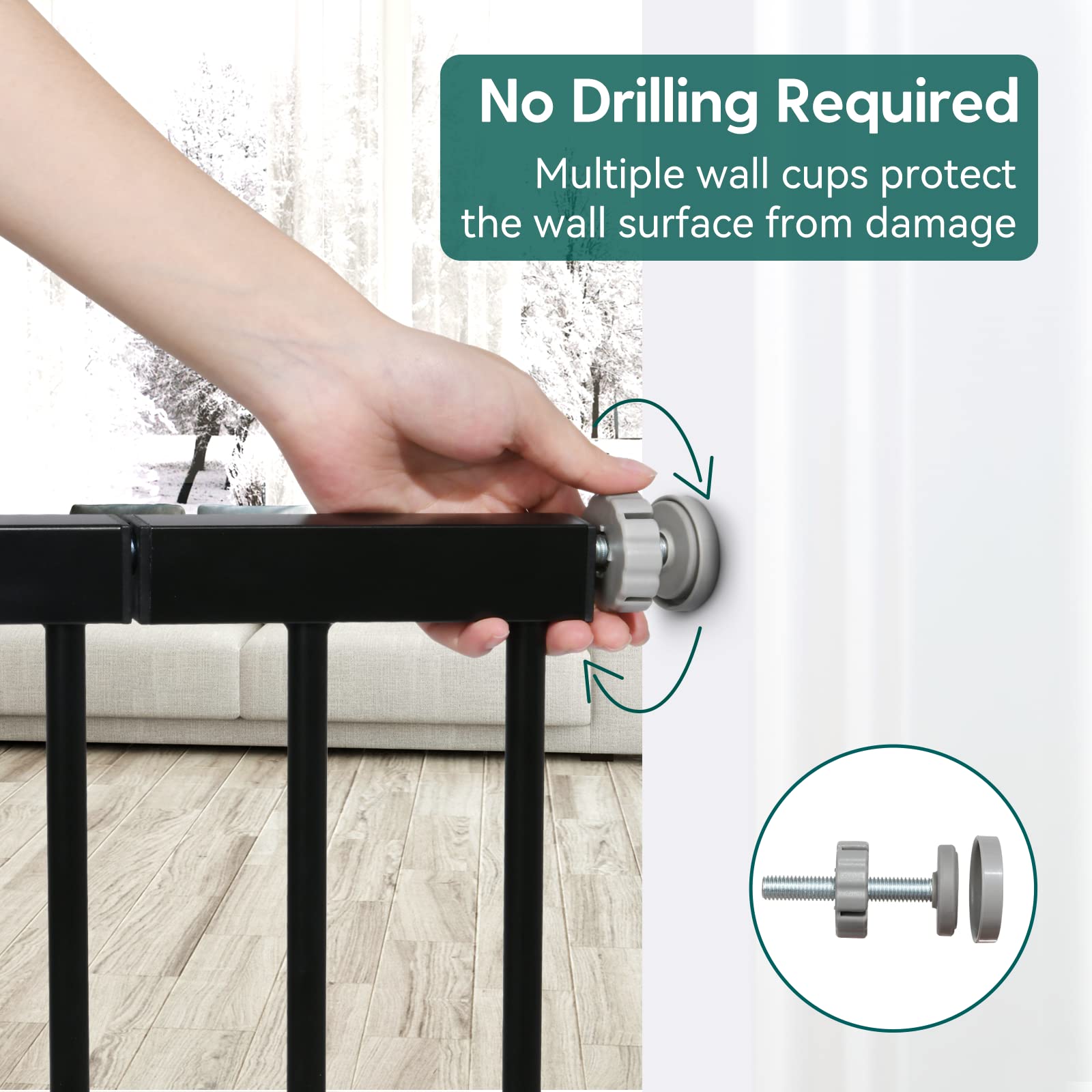 Babelio Baby Gate For Doorways And Stairs, 29-48'' Auto Close Dog/Puppy Gate, Easy Install, Pressure Mounted, No Drilling, Safety Gate W/Door For Child And Pets, 2 Pack Black