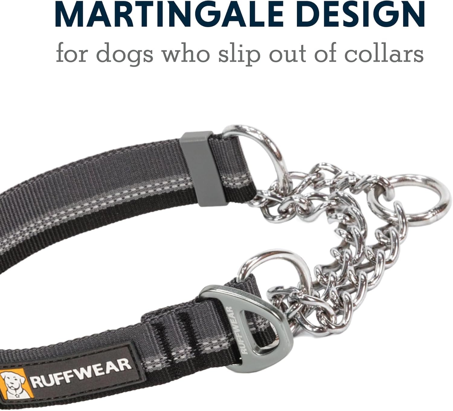Ruffwear, Chain Reaction Dog Collar, Martingale Style For On-Leash Walking, Basalt Gray, 20''-26''