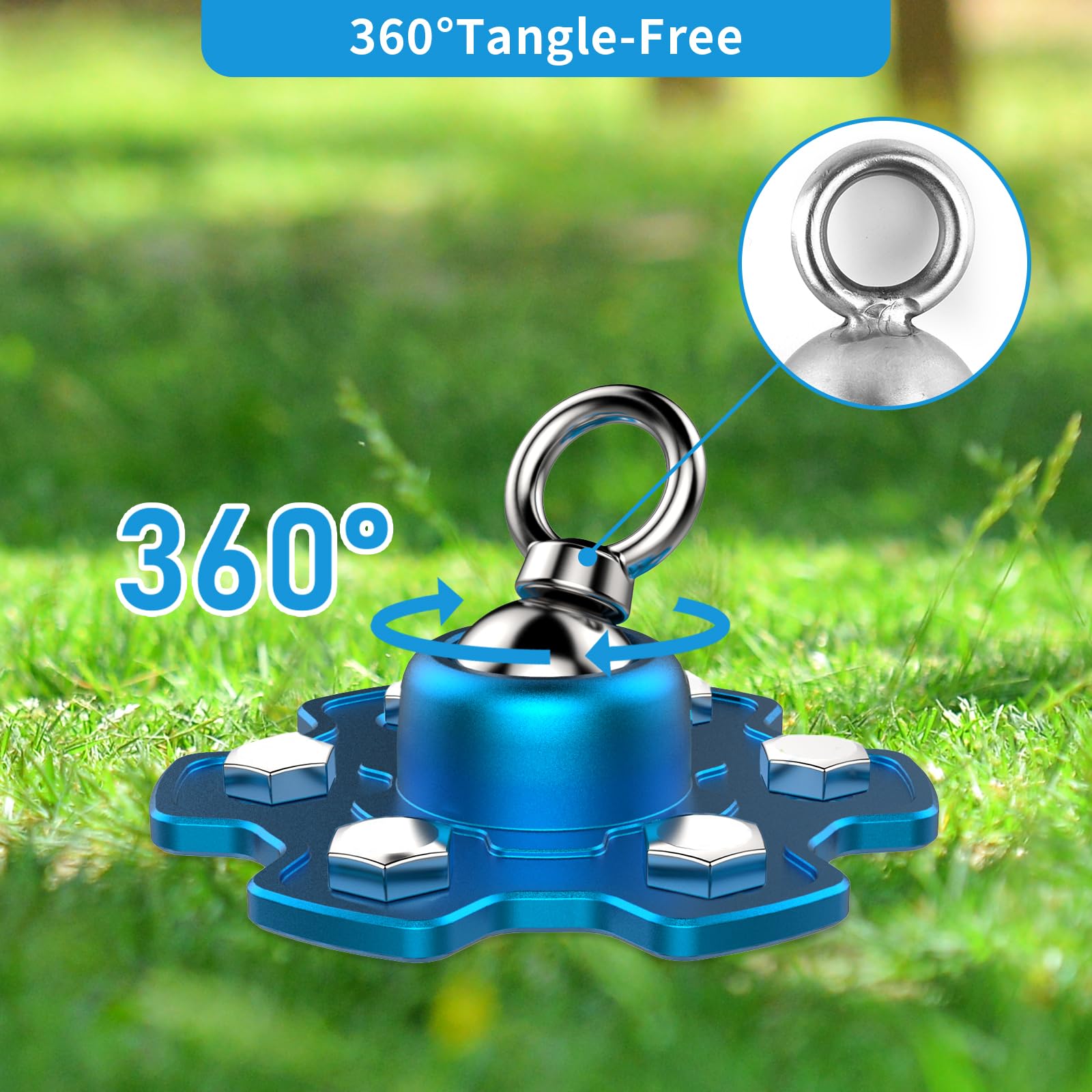 Dog Tie Out Stake for Camping - Heavy Duty 360 Swivel Anchor for Pets Runner, Portable and Easy to Install Tie Out System for La