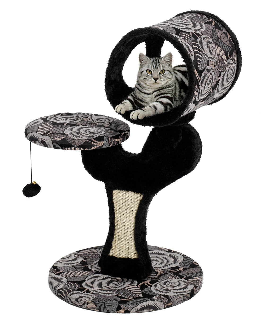 Midwest Homes For Pets Cat Tree | Salvador Cat Tree W/Built-In Sisal Cat Scratching Pad & Cat Look-Out Lounge, Black/White Pattern, Small Cat Tree