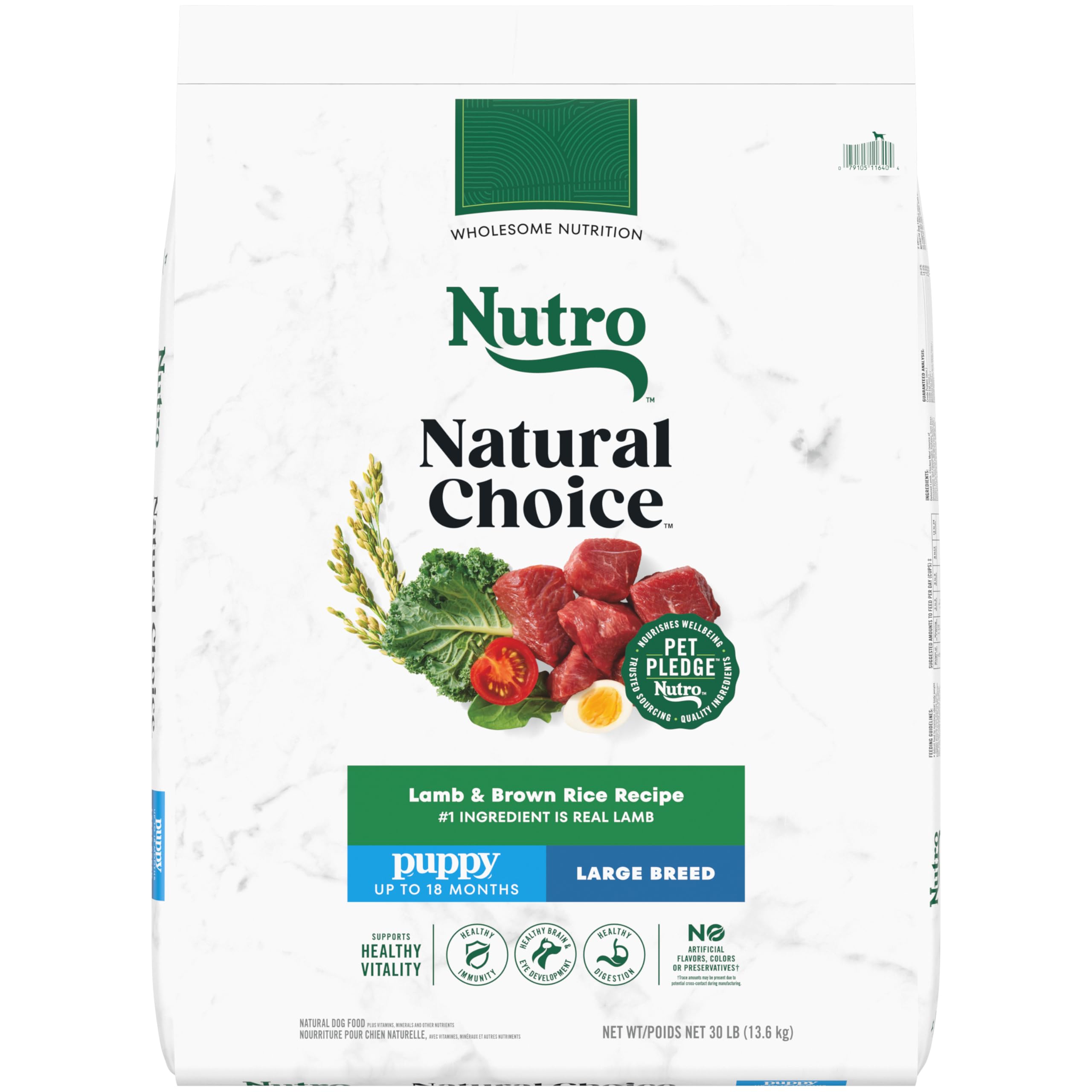 NUTRO NATURAL CHOICE Large Breed Puppy Dry Dog Food, Lamb & Brown Rice Recipe Dog Kibble, 30 lb. Bag
