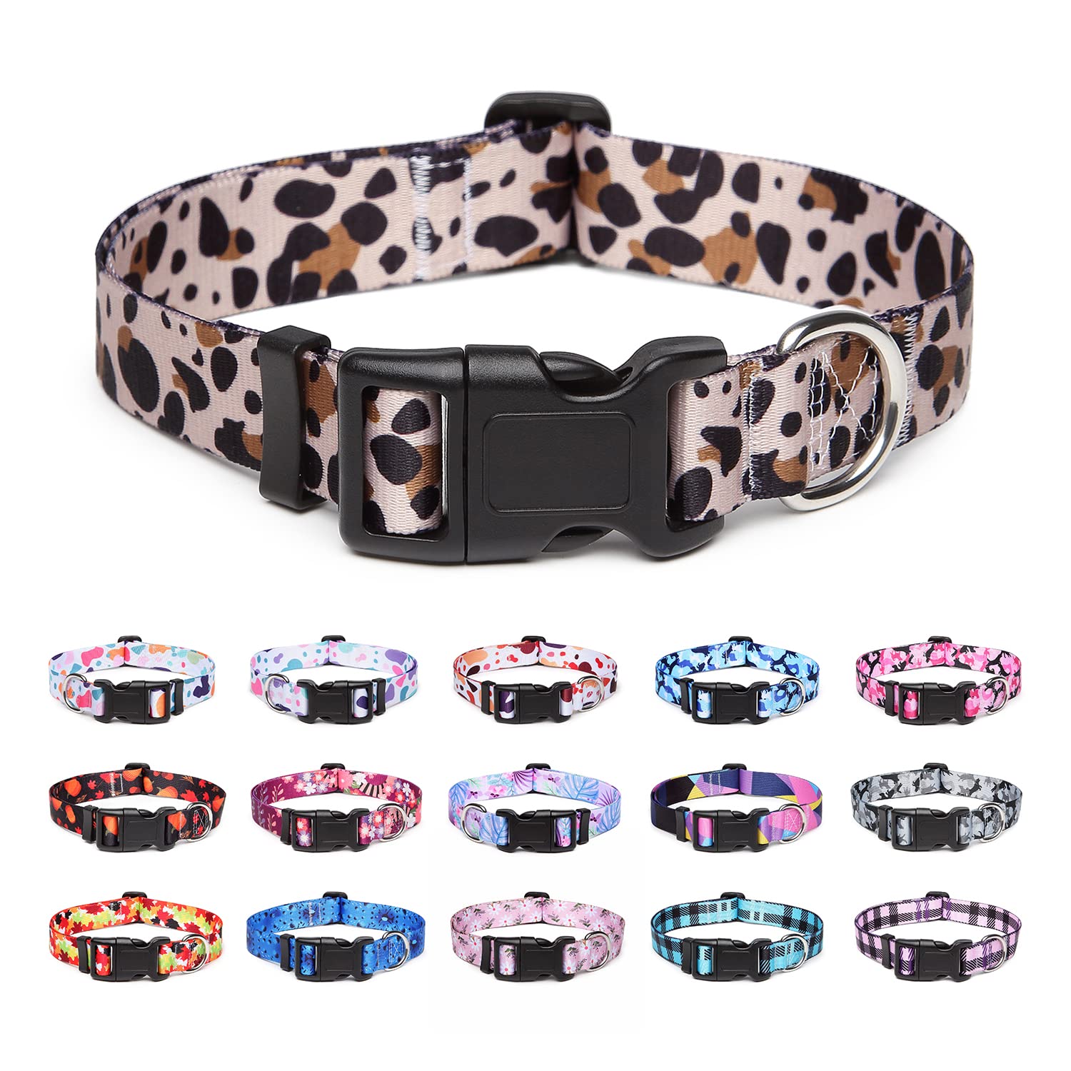 Suredoo Adjustable Dog Collar With Patterns, Ultra Comfy Soft Nylon Breathable Pet Collar For Small Dogs (Xs, Leopard)