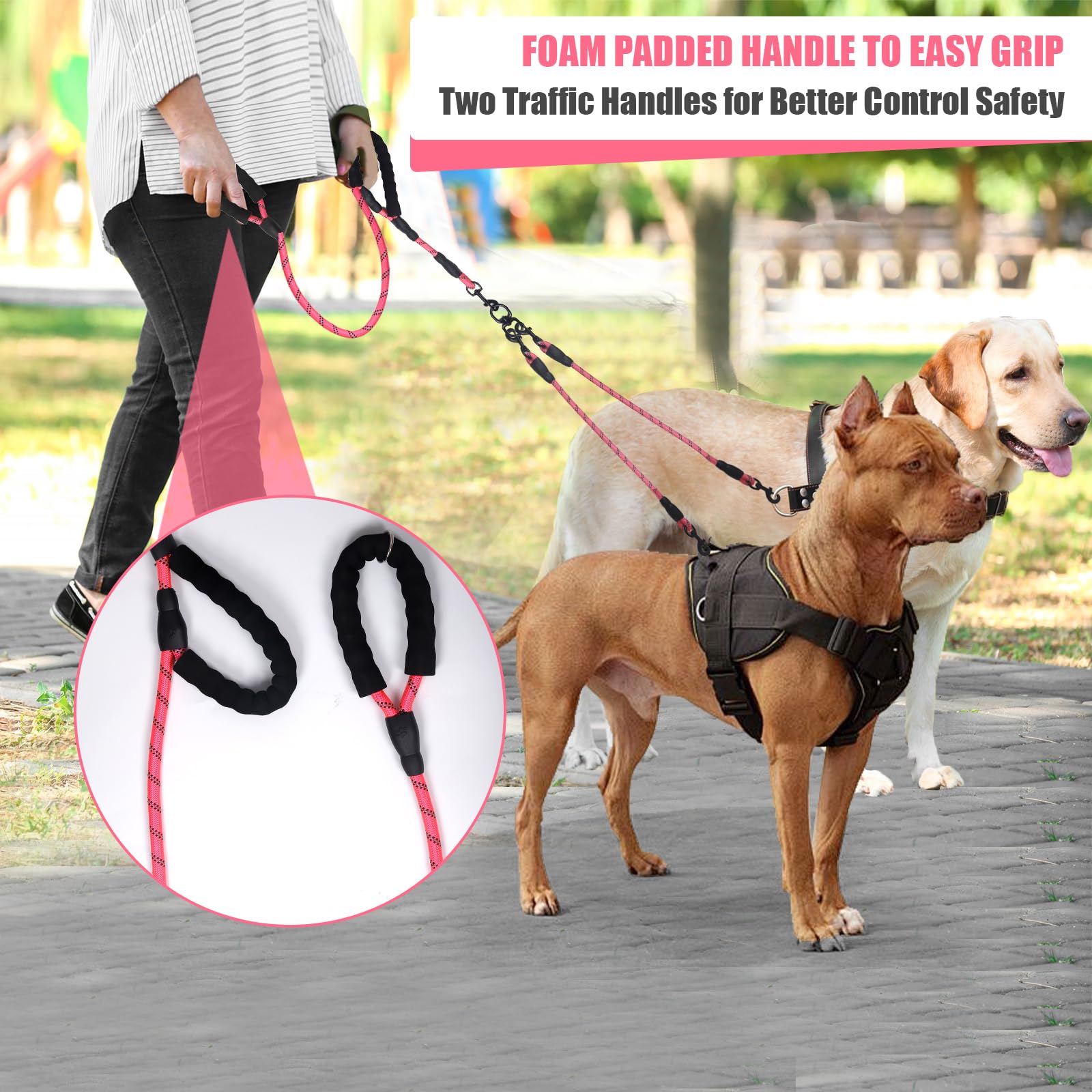Exceptional 360 Anti-Tangle & No Pull Dog Leash - 5 Handle & Reflective For Safety & Convenience, Suitable For Small & Medium Do