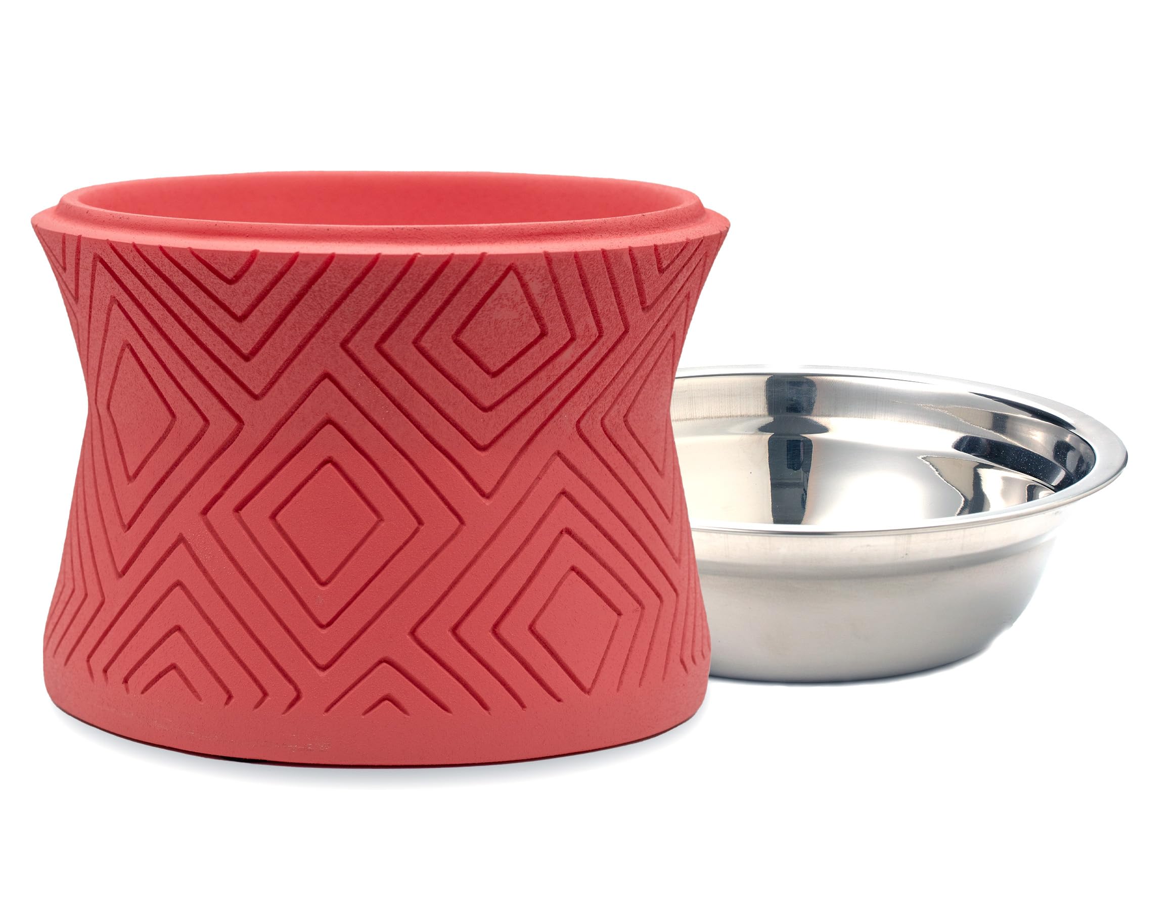 Pet Junkie Santa Fe Single Elevated Pet Bowl Stand with Removable Stainless Steel 16oz Inner Bowl for Small Dog Breed or Cat - R