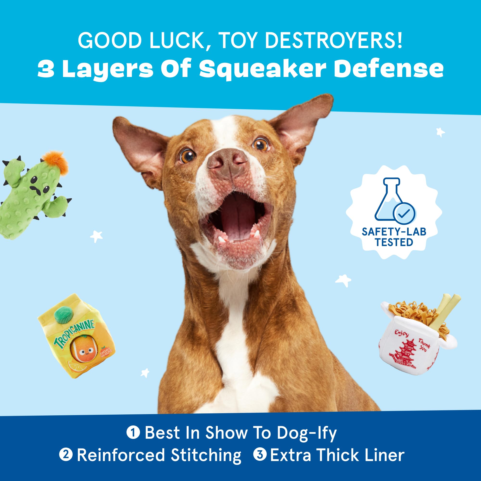 Barkbox 2 in 1 Interactive Plush Dog Toy - Rip and Reveal Dog Toy for Medium, & Large Dogs - Stimulating Squeaky Pet Enrichment