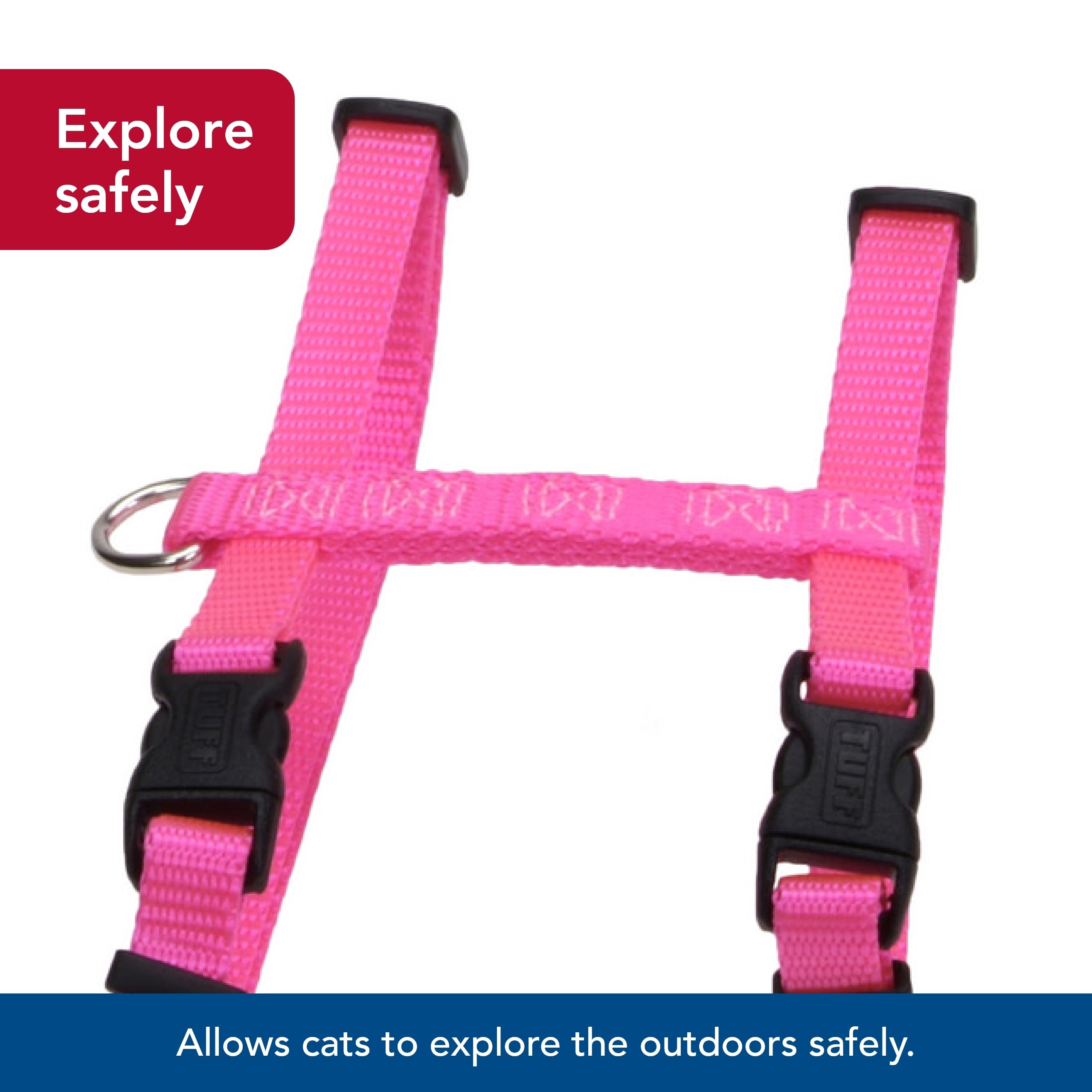 Coastal Pet Figure 'H' Adjustable Cat Harness - Outdoor Cat Supply - Comfortable For Cats - Secure Snap-Lock Buckles - Black, 3/8' X 10'-18'