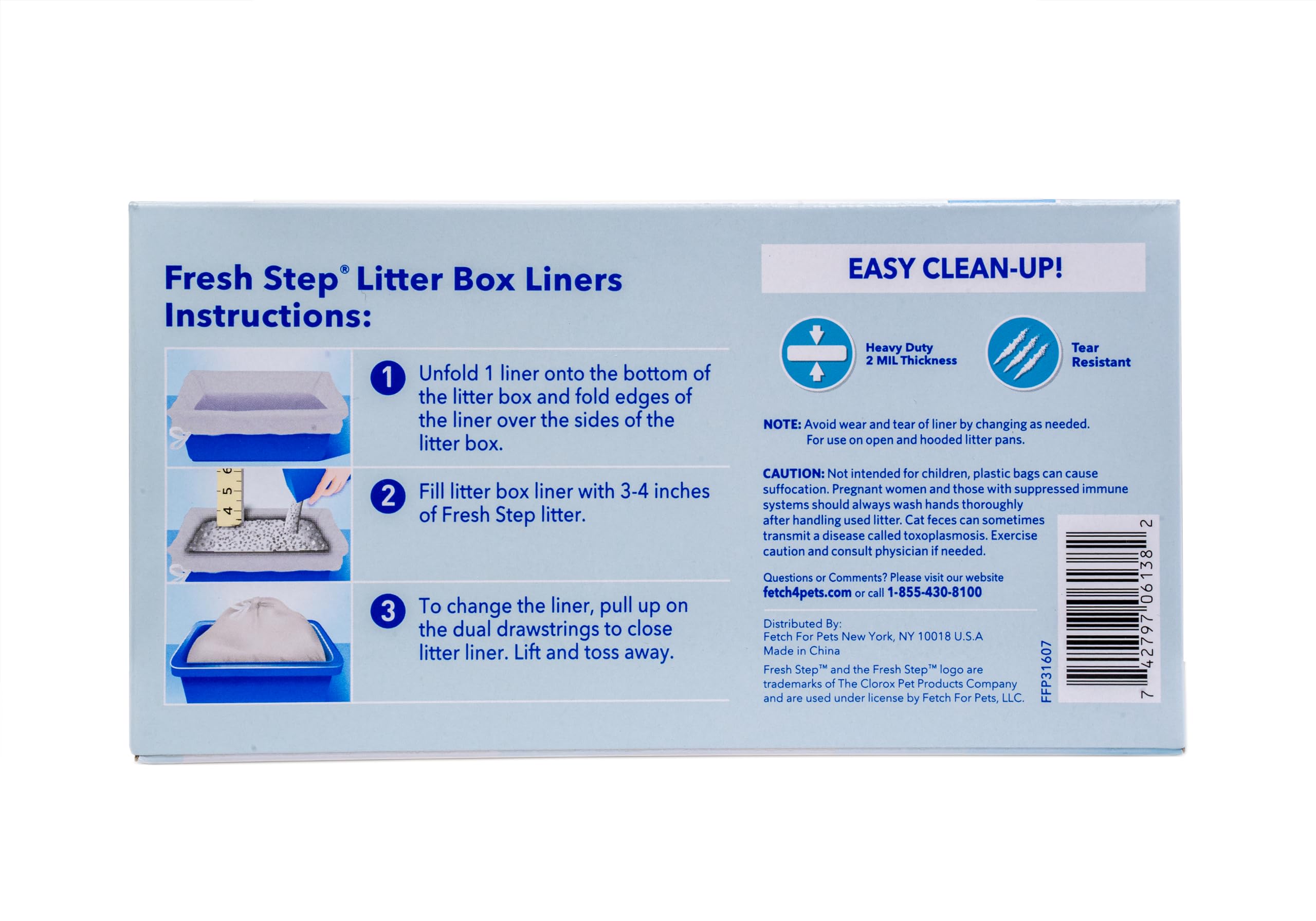 Fresh Step Drawstring Cat Litter Box Liners, Unscented, Size Jumbo, 36' X 19' | Kitty Litter Bags - 15 Count - Cat Litter Liners For Rectangle Or Oval Large Litterboxes