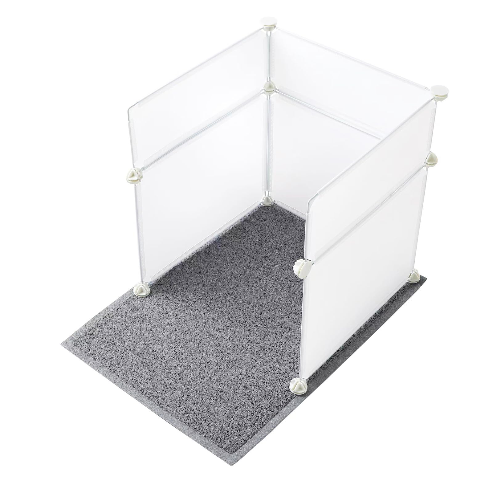 Meexpaws Cat Litter Box Enclosure Splash Guard Large L19×W19×H20 Inch, Light Weight Plastic Sheets With Cat Litter Mat Easy Clean (White)