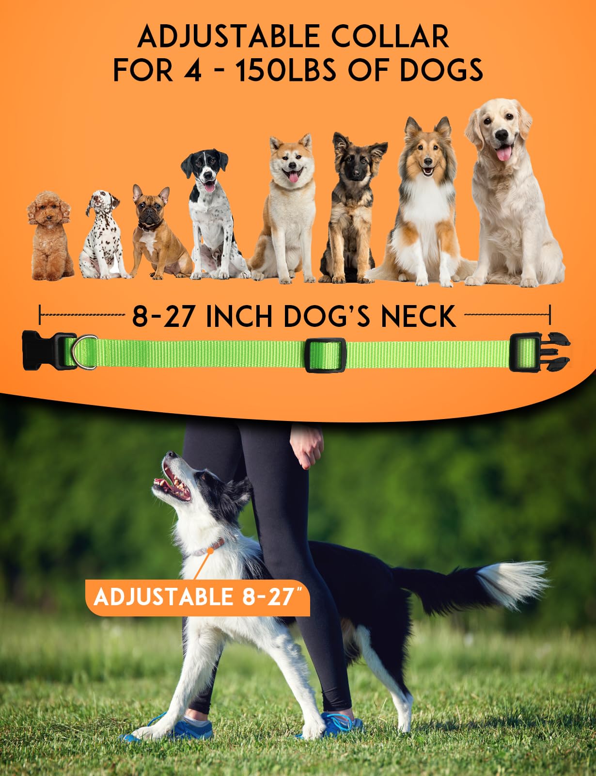 Paipaitek Replacement Collar For Shock Collar, Adjustable Dog Collar With Quick Release Buckle Nylon Collars For Small Medium La