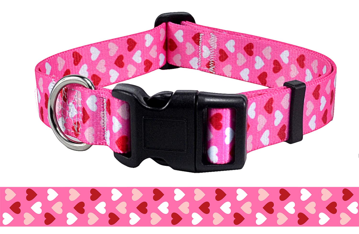 Mihqy Dog Collar - Adjustable Heart Dog Collar - Love Theme - Perfect For Small Medium Large Dogs(Pink Heart,S)