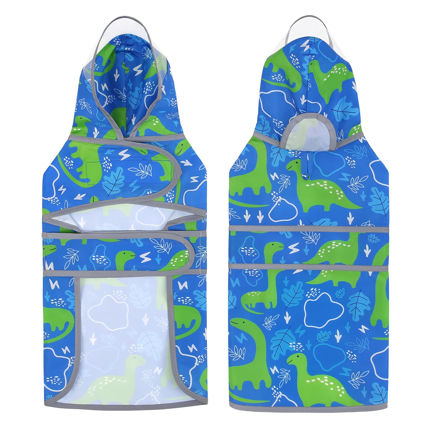 Hde Dog Raincoat With Clear Hood Rain Jacket Poncho For Small Medium Large Dogs Dinosaurs - M