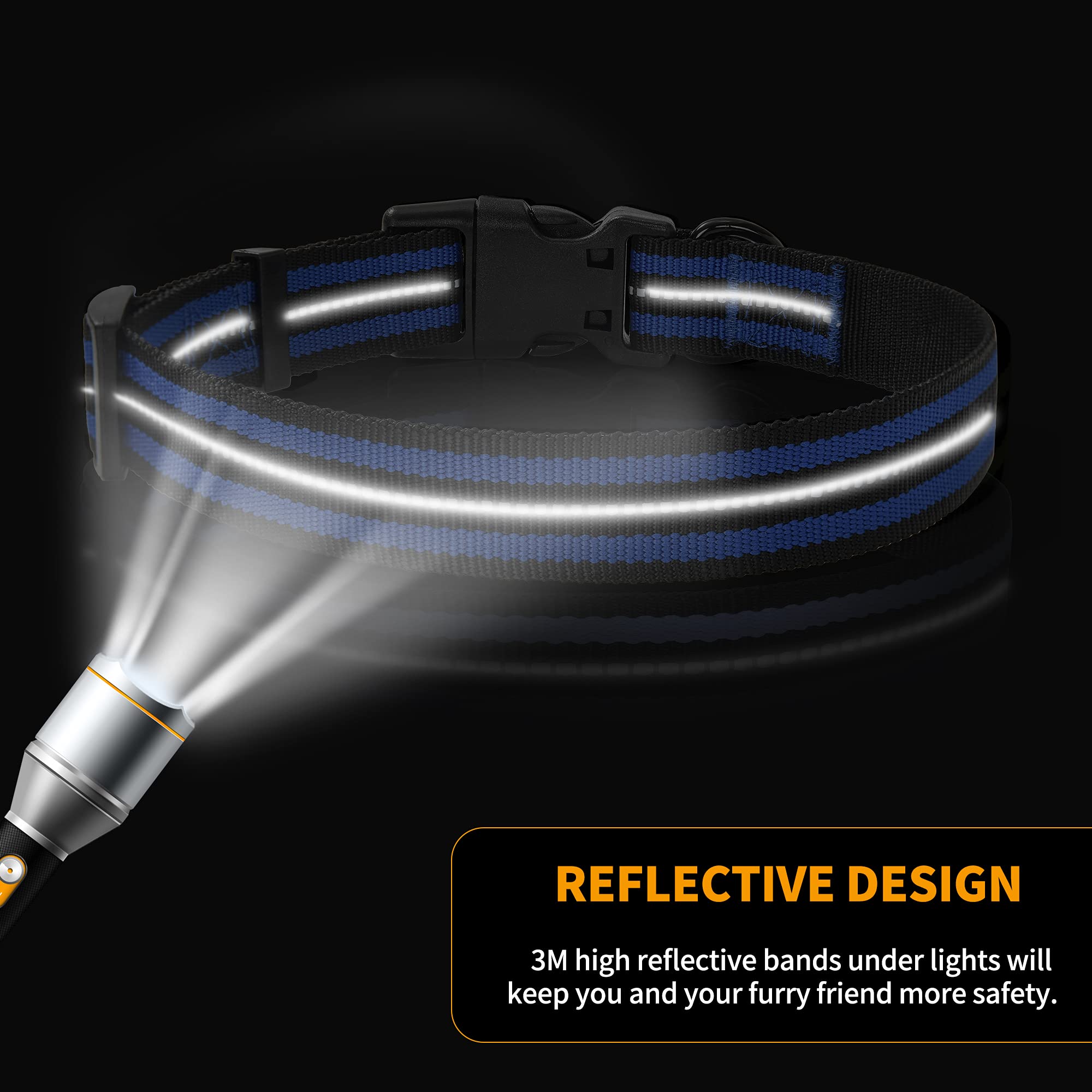 Mile High Life Reflective Dog Collar | Nylon Pet Collars Wiith Buckle | Light Weight Puppy Collars | Blue Dog Collars For Large