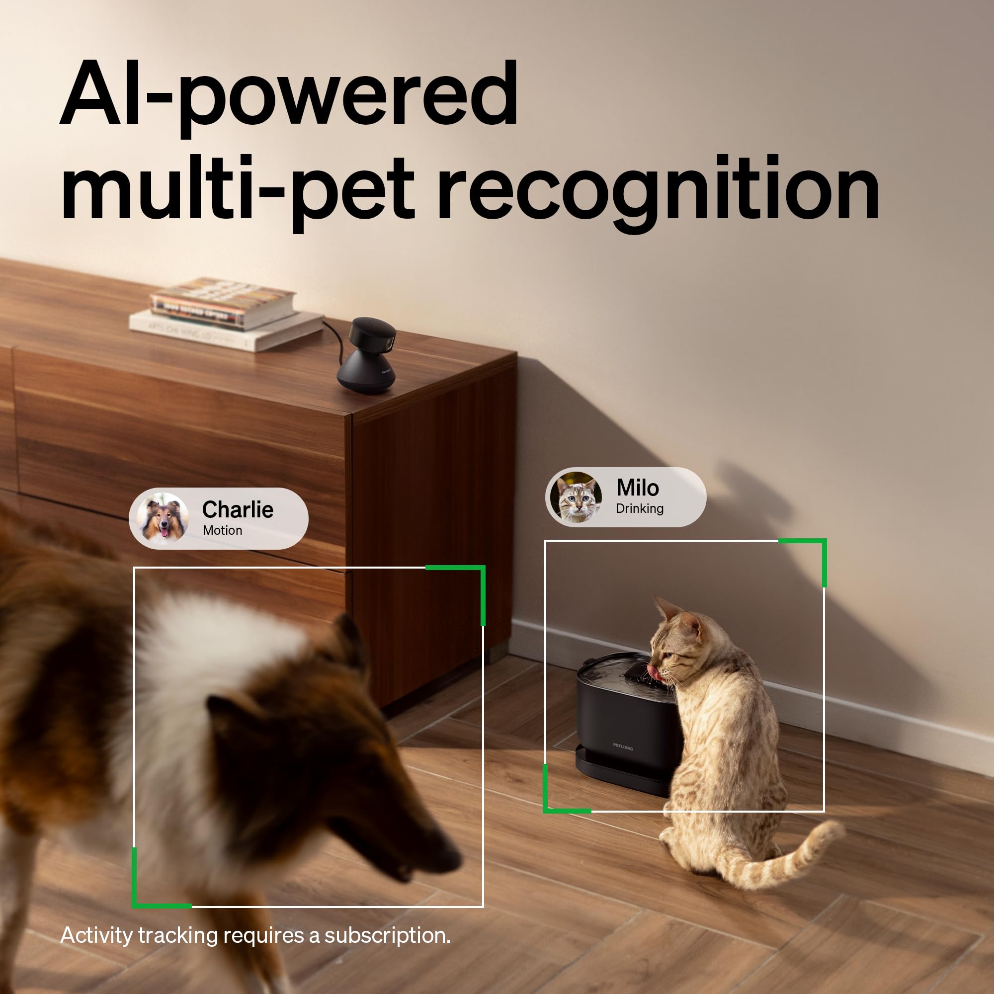 PETLIBRO AI Pet Camera Indoor with Phone App, 360 Auto Tracking Dog Camera Multi-Pet Recognition & AI Day Summary, 1080p Cat Cam