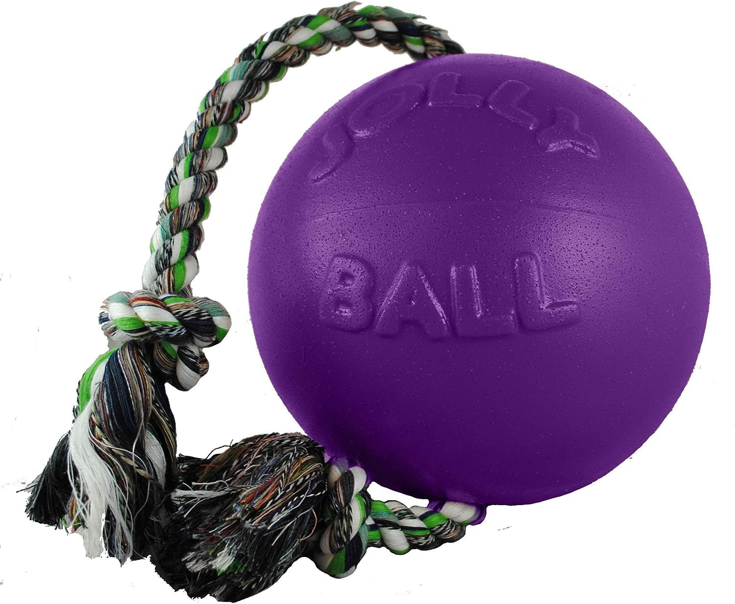 Jolly Pets Romp-N-Roll Rope And Ball Dog Toy, 4.5 Inches/Small, Purple, 4.5-Inch Romp-N-Roll, Purple