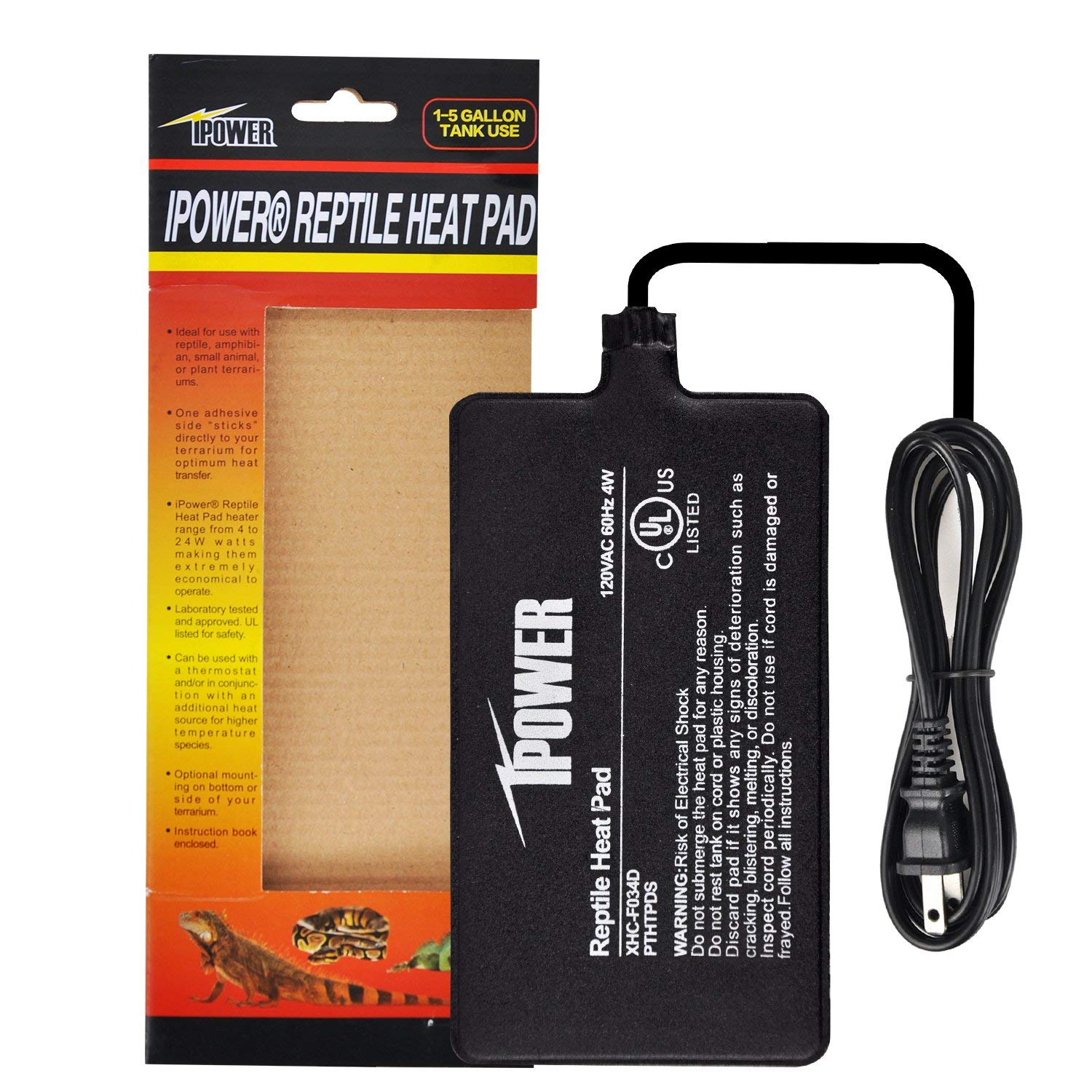 Ipower 4 By 7-Inch Reptile Heating Pad Under Tank Terrarium Heater Warmer Heat Mat For Small Animals