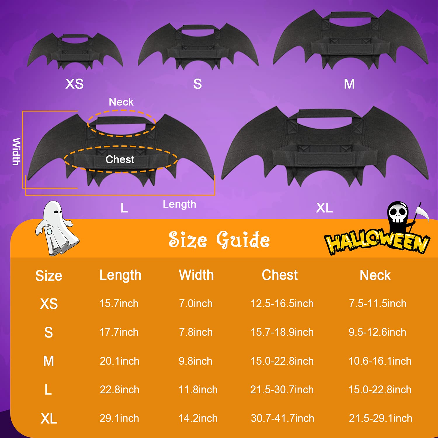 Rypet Cat Bat Costume - Halloween Pet Costume Bat Wings Cosplay Dog Costume Cat Costume For Party Xs