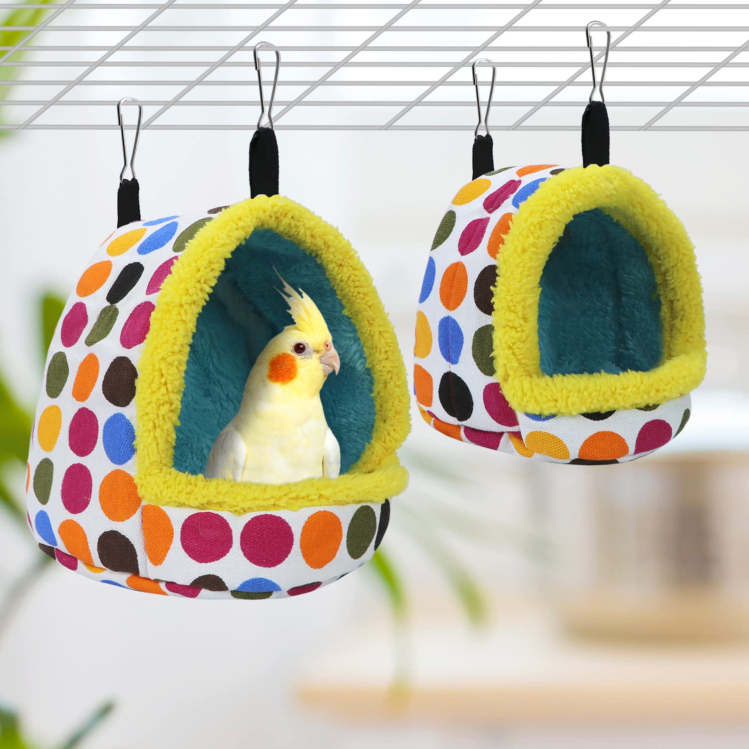 Litewoo Parrot Bird Bed Hammock Winter Warm Bird Plush Nest Toy For Conure Lovebird Parakeet Cockatiel Cage Accessory (Large)