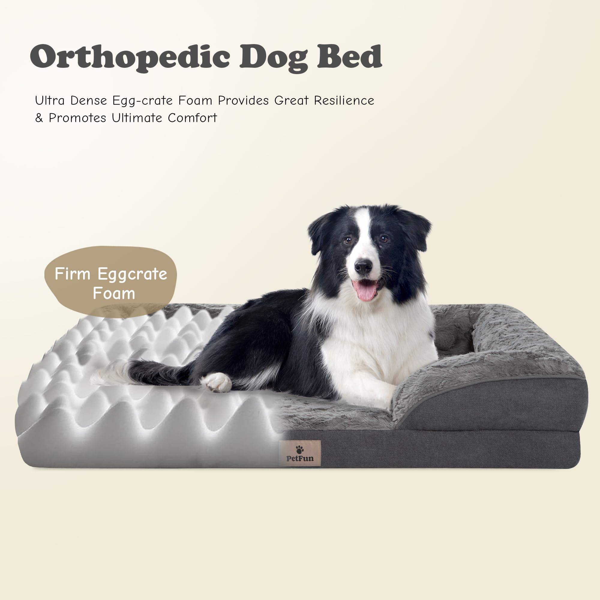 Petfun Orthopedic Dog Bed For Extra Large Dogs - Xl Plus Waterproof Dog Sofa Beds, Supportive Foam Pet Couch Bed With Removable