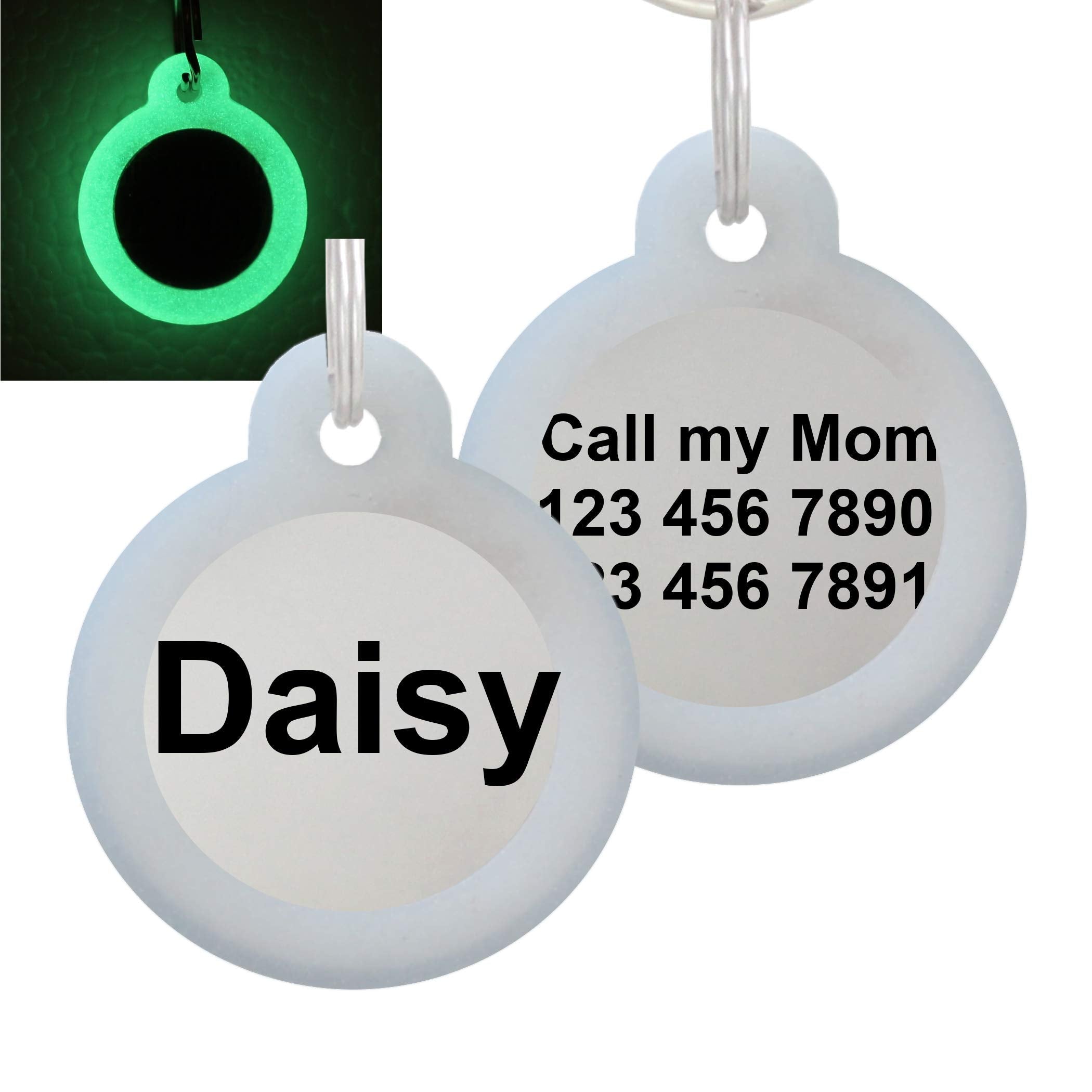 Double Sided Laser Etched Stainless Steel Pet Id Tag For Dog And Cat Engraved And Personalized 1 Round Shape (No Graphic With 