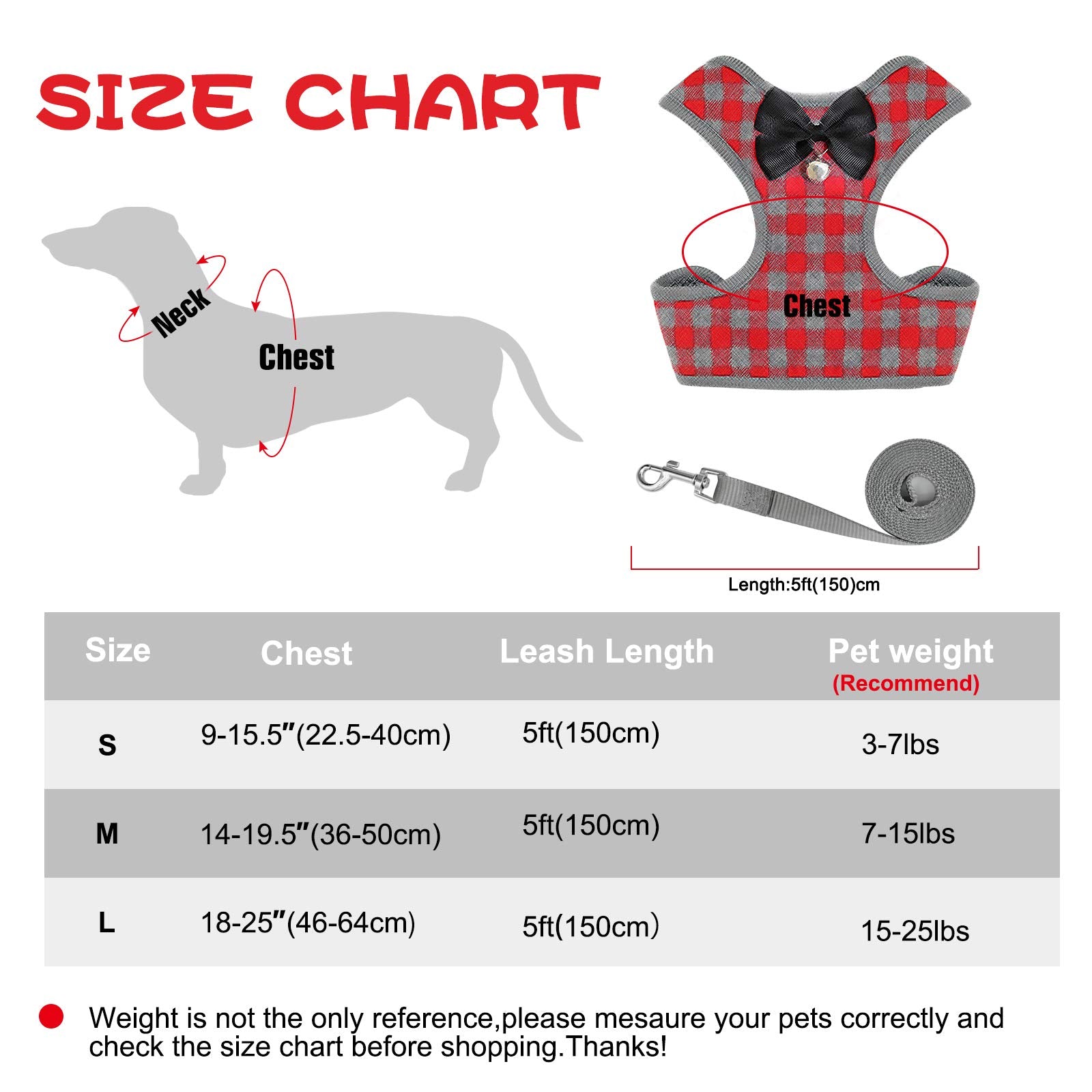 Rypet Small Dog Harness And Leash Set - No Pull Pet Harness With Soft Mesh Nylon Vest For Small Dogs And Cats Red L