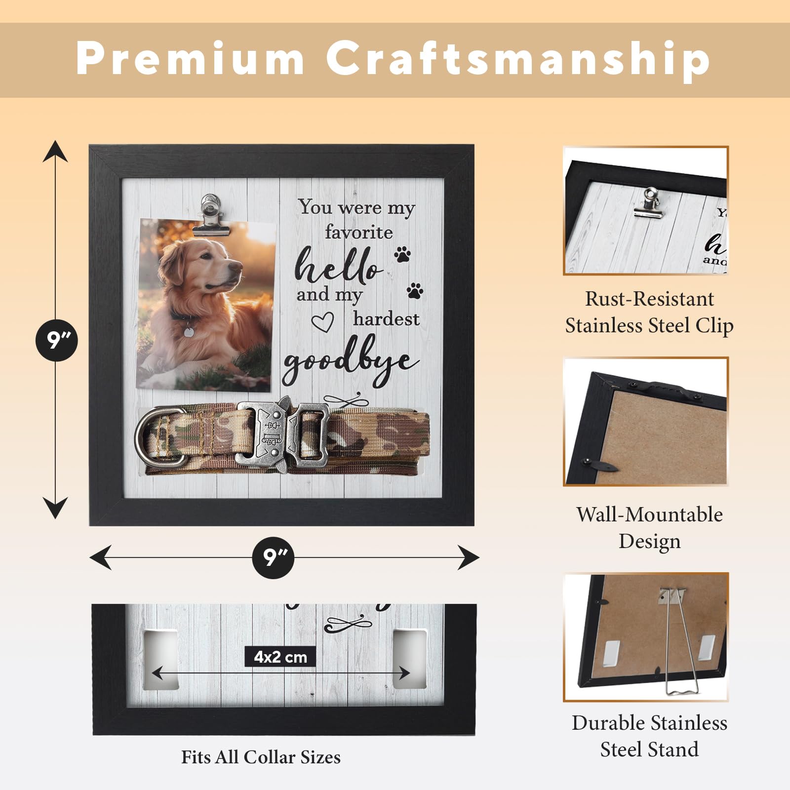 X-Partner Pet Memorial Frame With Collar Holder - Dog And Cat Loss Remembrance Gift - You Were My Favorite Hello And Hardest Goo