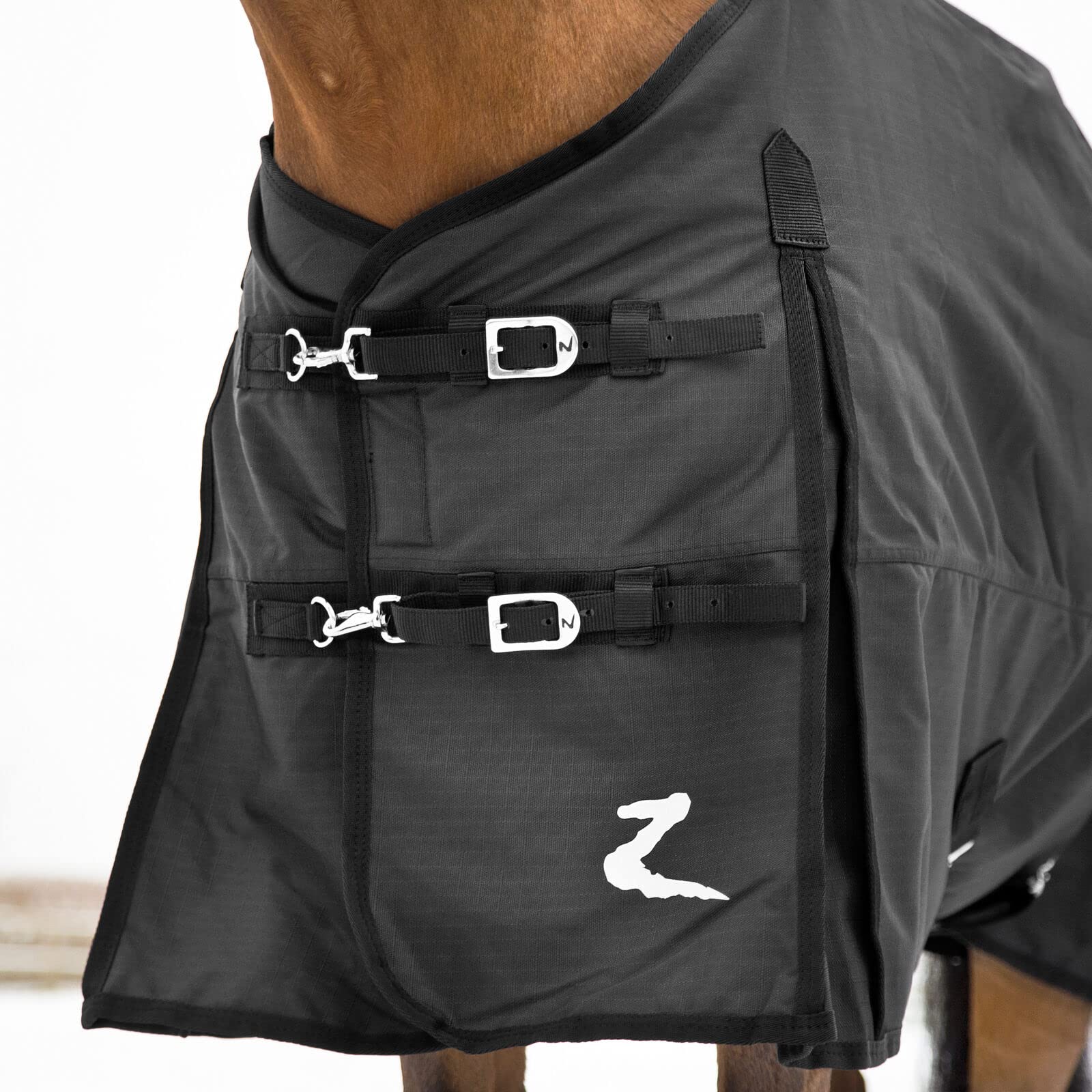 HORZE Nevada Medium Weight 1200D Waterproof Horse Turnout Blanket (200g Fill) - Black - 60 in