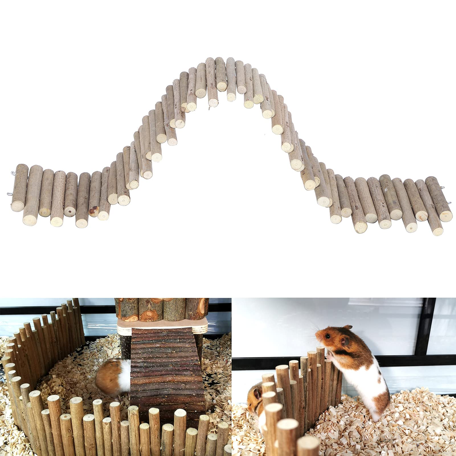 Pissente Hamster Wooden Fence, Hamster Climbing Ladder Flexible Wooden Arch Bendable Hamster House Wood Ladder Hideout Hamster L