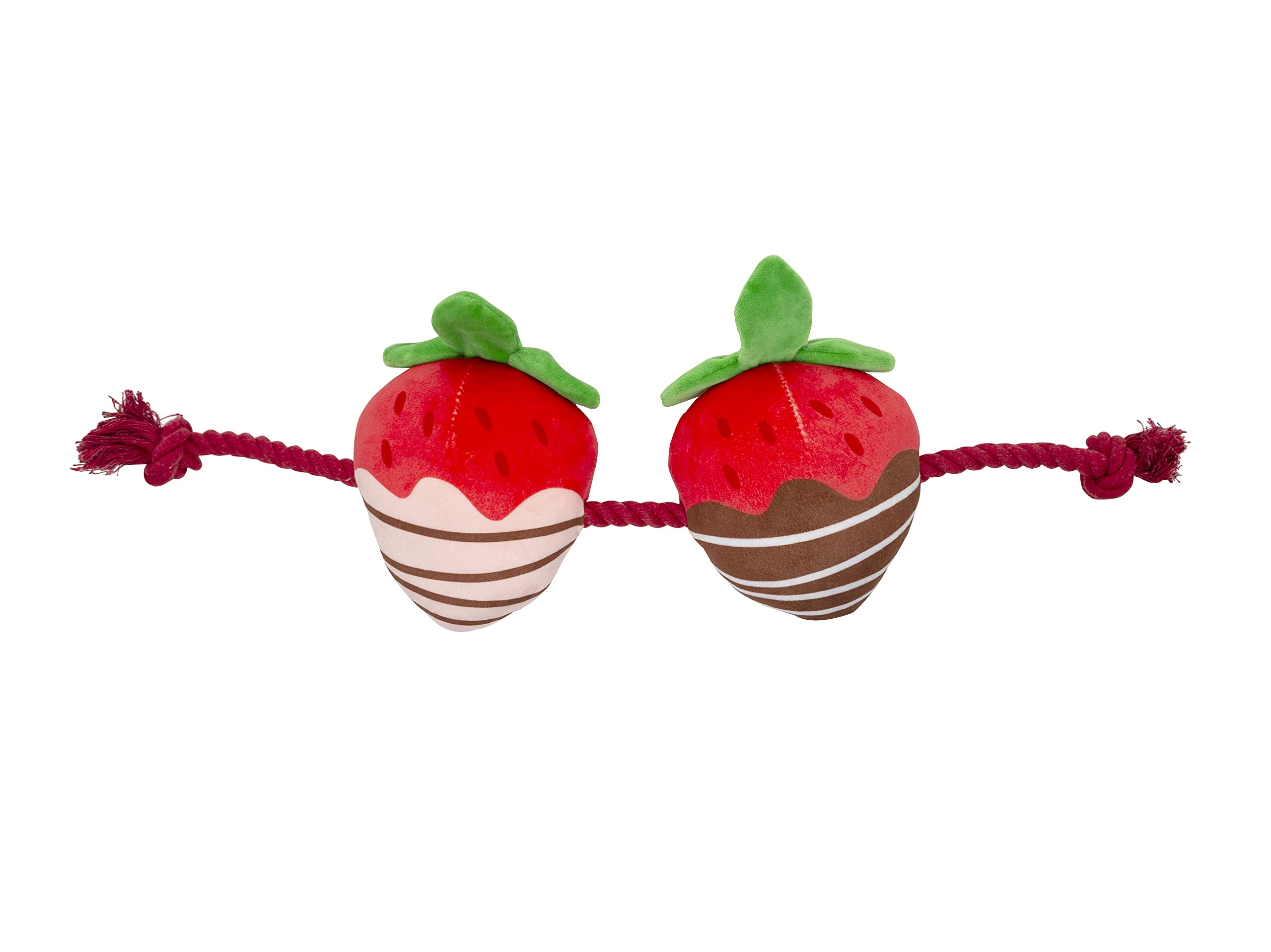 Pearhead Pet You're Berry Cute Plush and Rope Dog Toy, Valentine's Day Festive Squeaker Dog Toy, Interactive Rope Chew Toy, Dog 