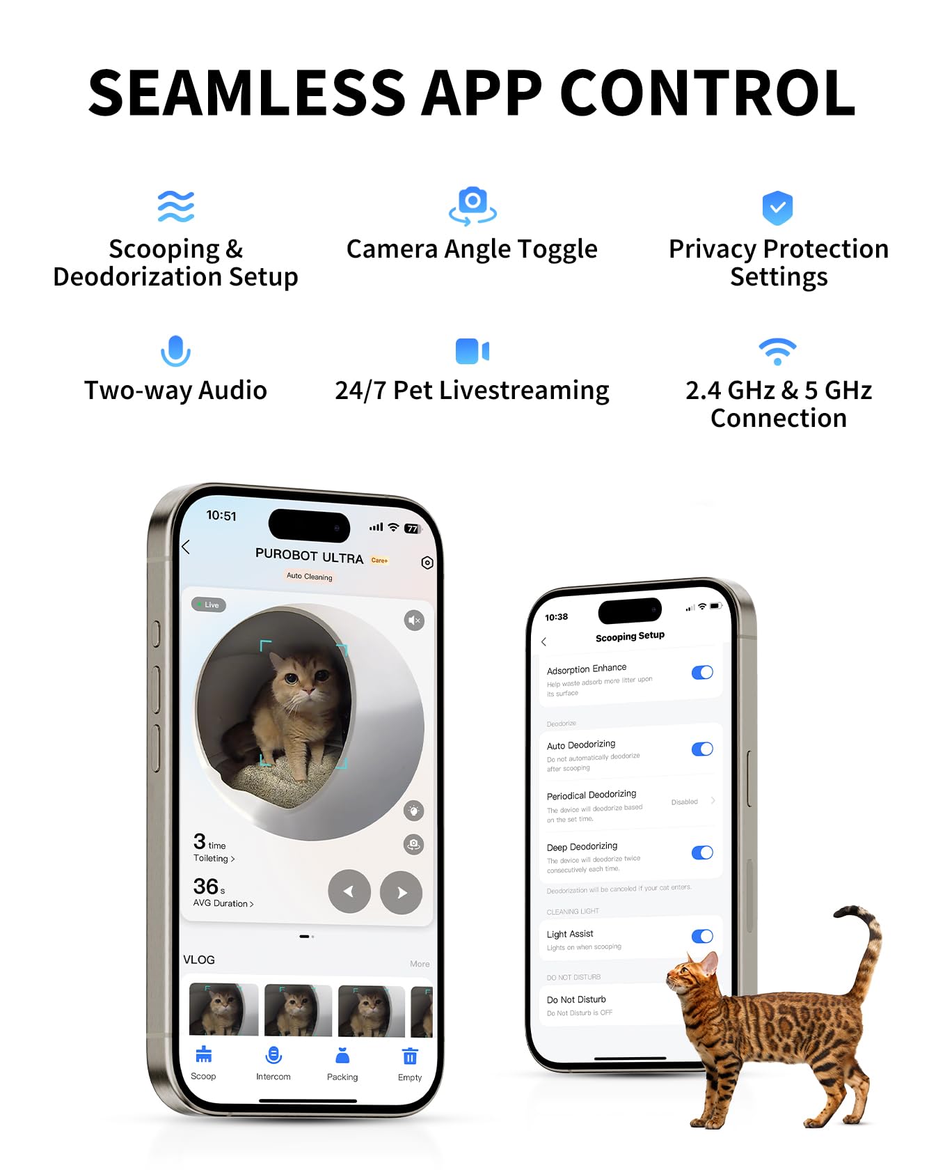 Petkit 2025 New Purobot Ultra Automatic Waste Packing Self-Cleaning Cat Litter Box With Ai Camera, 5G Wifi Phone App Control, Tr