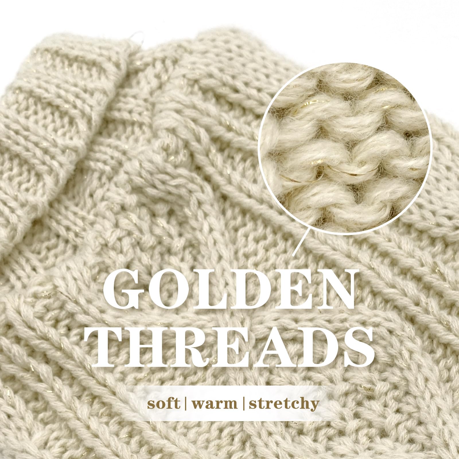Kyeese Dog Sweaters For Medium Dogs Turtleneck Dog Cable Knit Puppy Sweater With Golden Thread For Cold Weather, Beige, Large