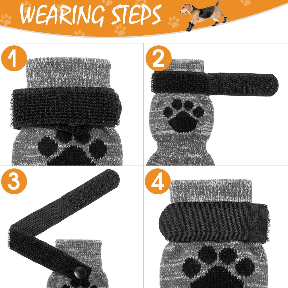 KOOLTAIL Anti-Slip Dog Socks for Hardwood Floors, X-Large, Grey - Traction Grip Boots for Small, Medium, Large Dogs