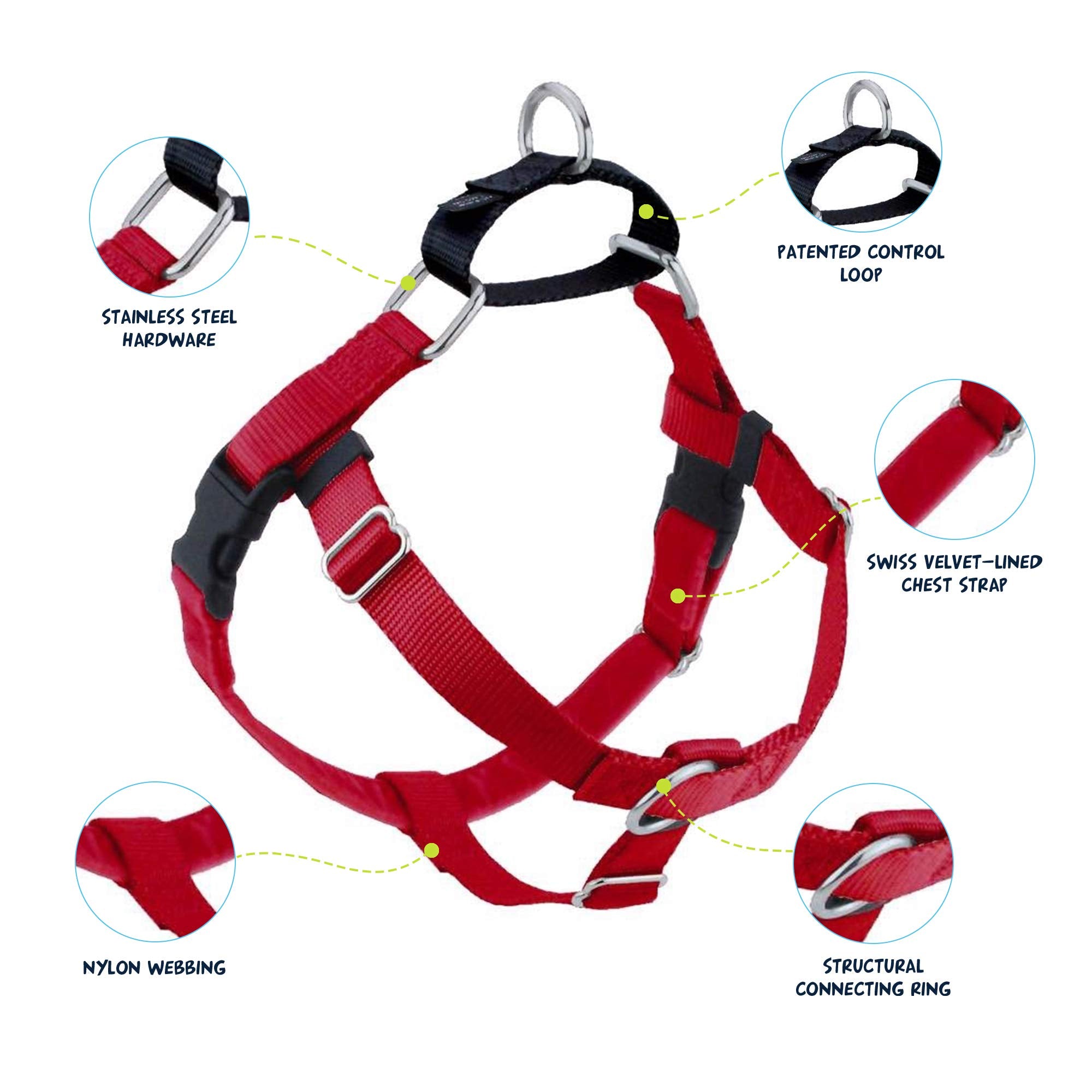 2 Hounds Design Freedom No Pull Dog Harness | Adjustable Gentle Comfortable Control for Easy Dog Walking | for Small Medium and