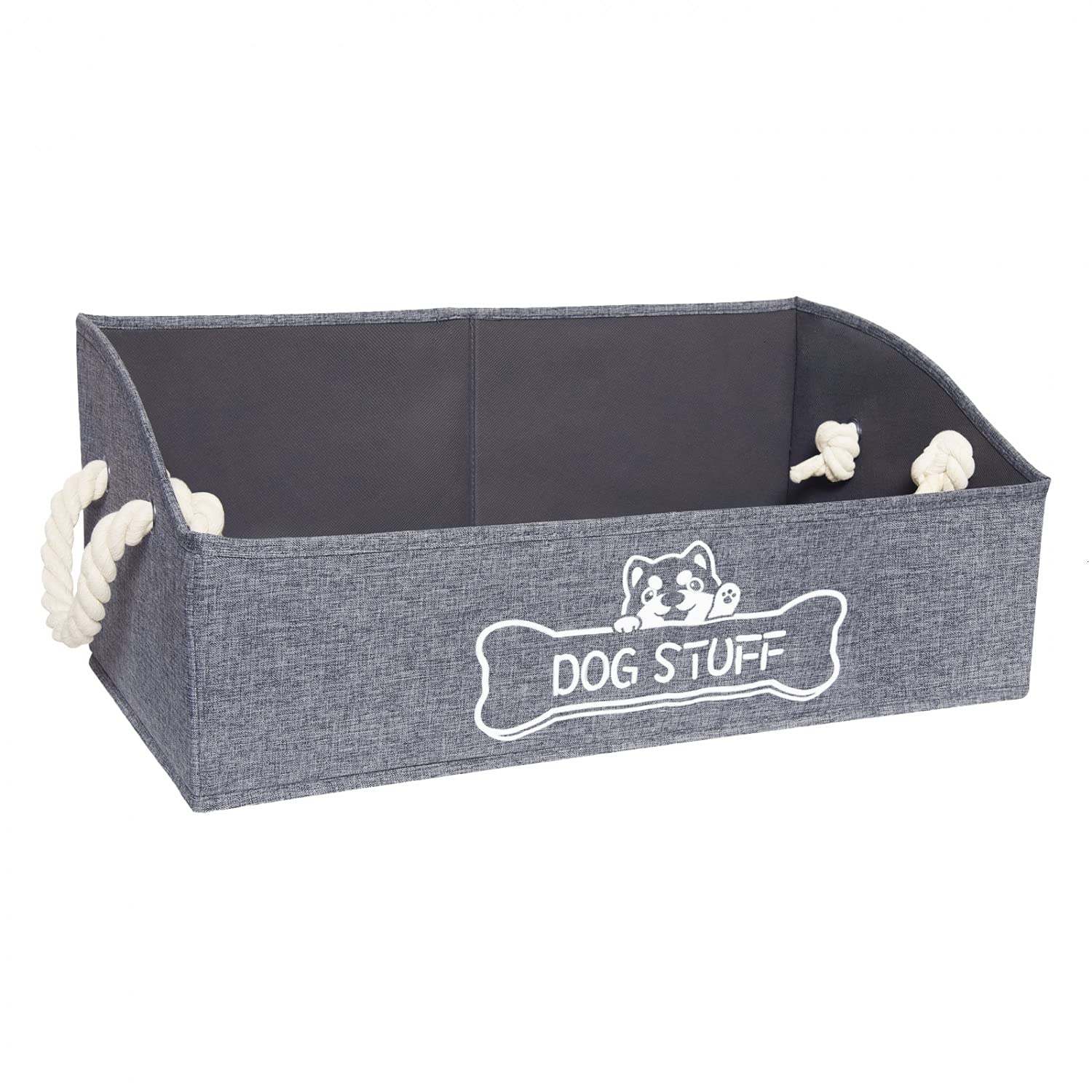 Vumdua Large Dog Toy Box - Snow Gray Collapsible Cardboard Storage Basket for Pets, Model LS7HJGZY80