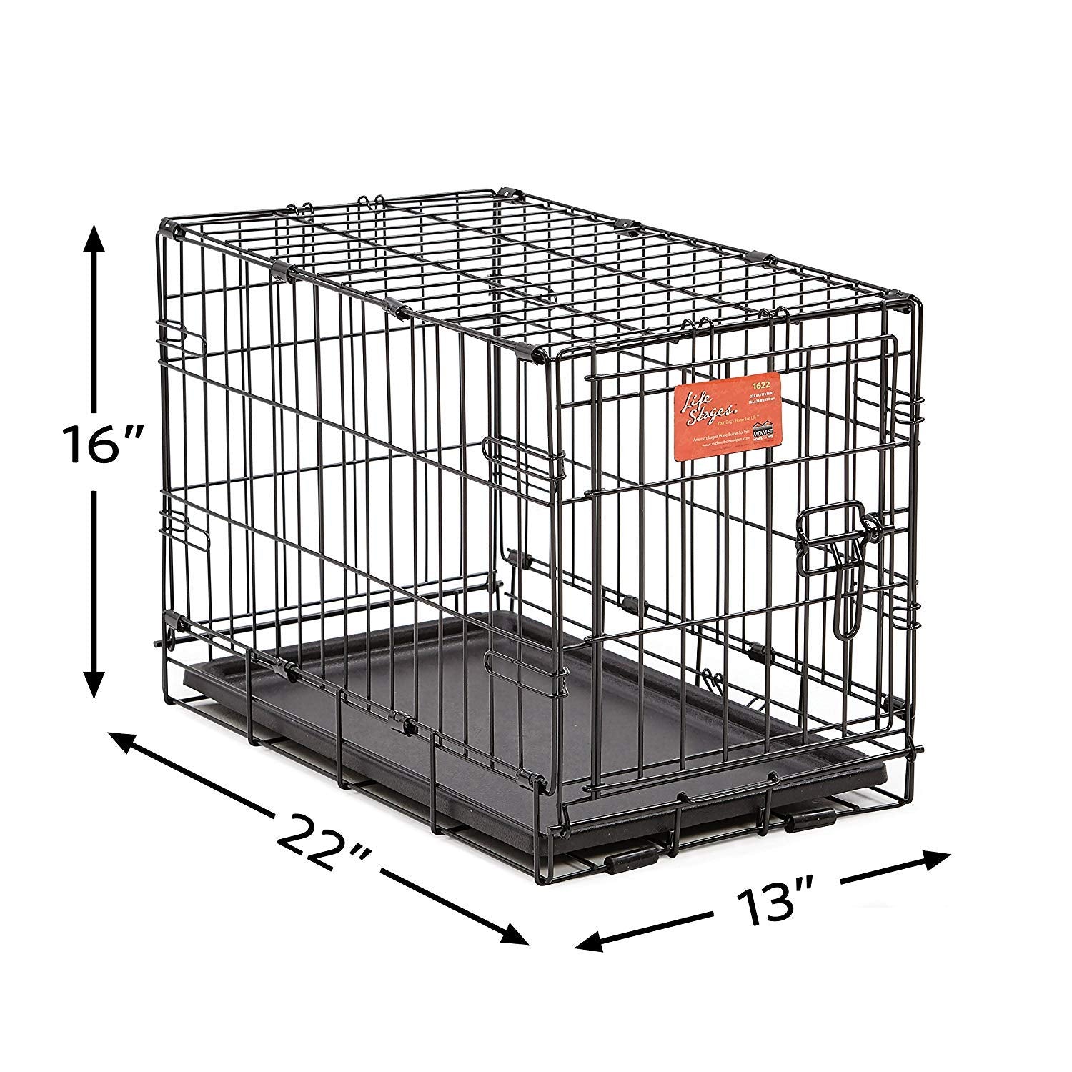 Midwest Homes For Pets Dog Crate | Newly Enhanced Life Stages Xs Folding Metal Divider Panel, Floor Protecting Feet, Leak-Proof Pn 23L X 13.63W 16H Inches, Breed.
