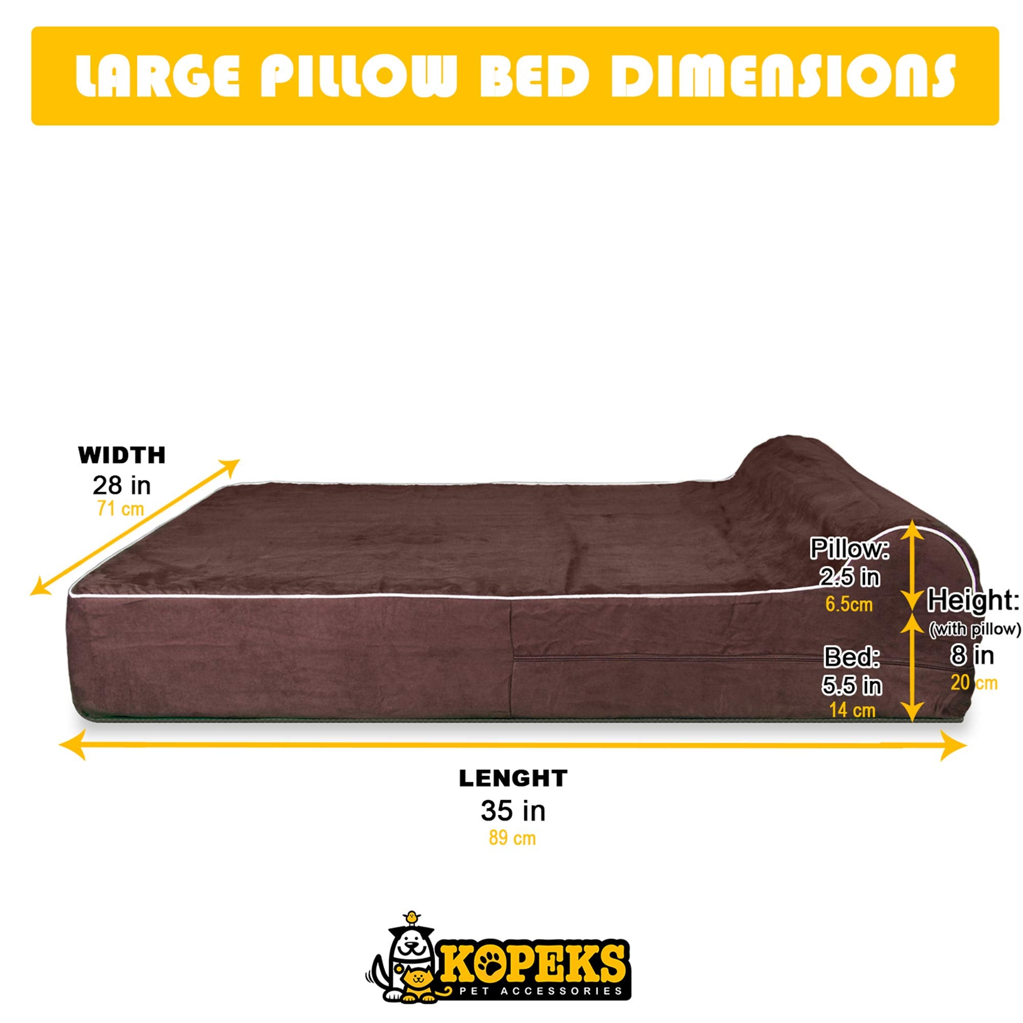 Orthopedic Dog Bed - 5.5-inch Thick Memory Foam Pet Bed with Pillow With Removable Cover & Free Waterproof Liner