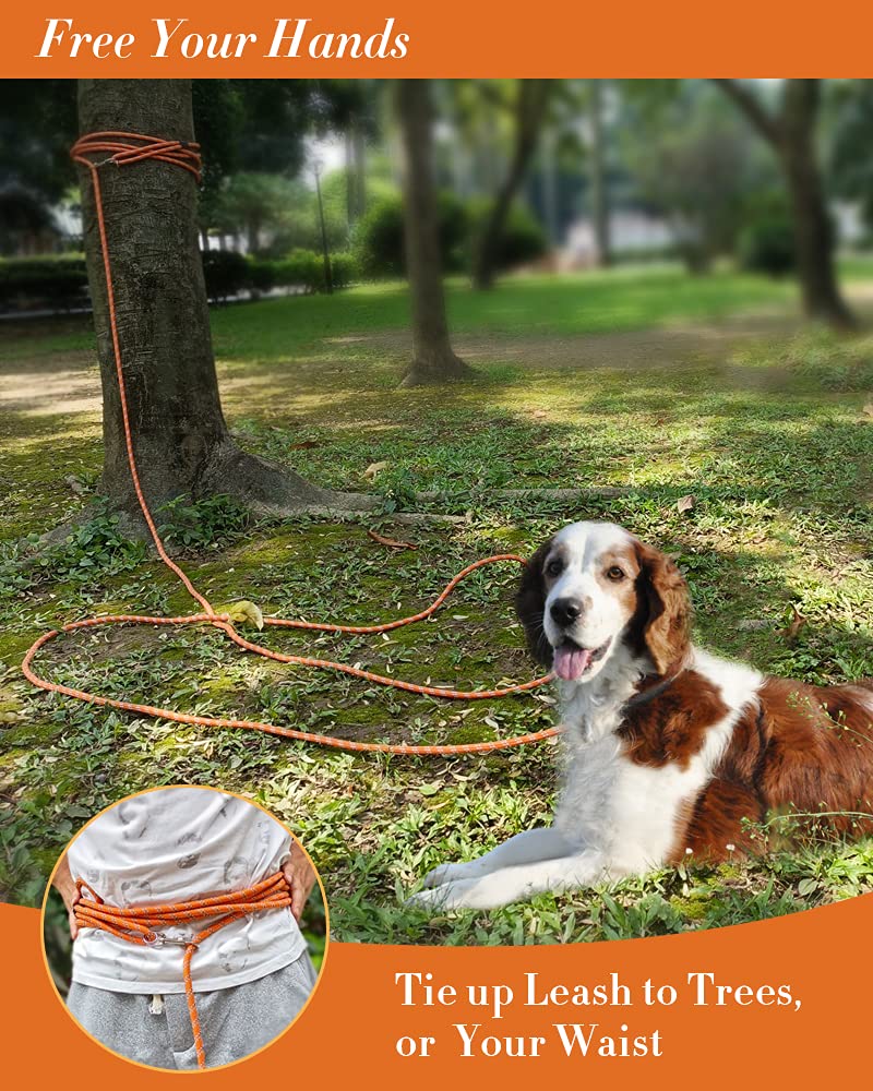 (2 Pack) Long Dog Leash For Dog Training 15Ft/30Ft/50Ft, Dog Rope With Reflective Thread For Large Medium Small Dogs, Dog Tie-Out Cable Lead For Hunting, Camping&Backyard