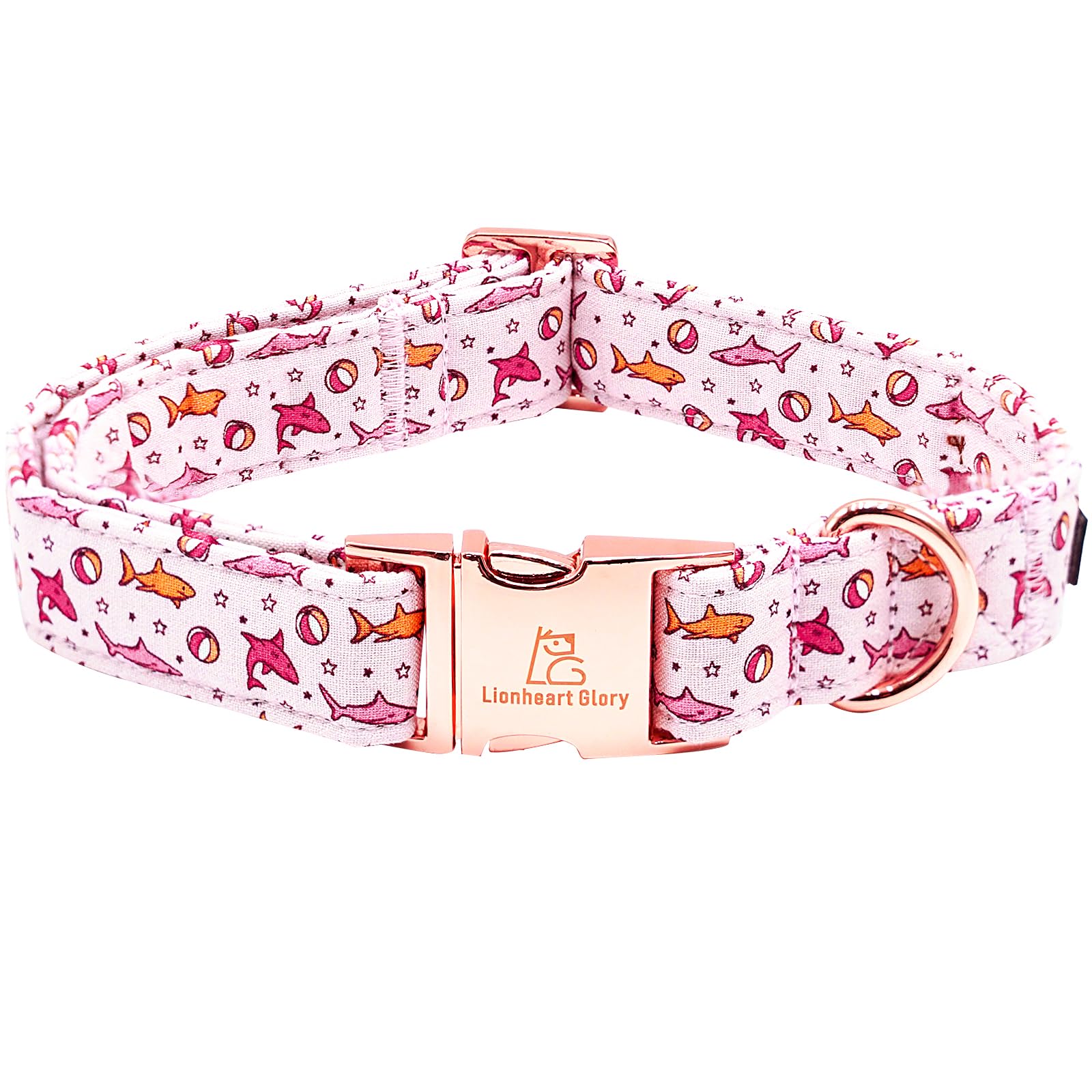 Lionheart Glory Shark Print Pink Adjustable Dog Collar For Small Dogs - Spring/Summer Gift