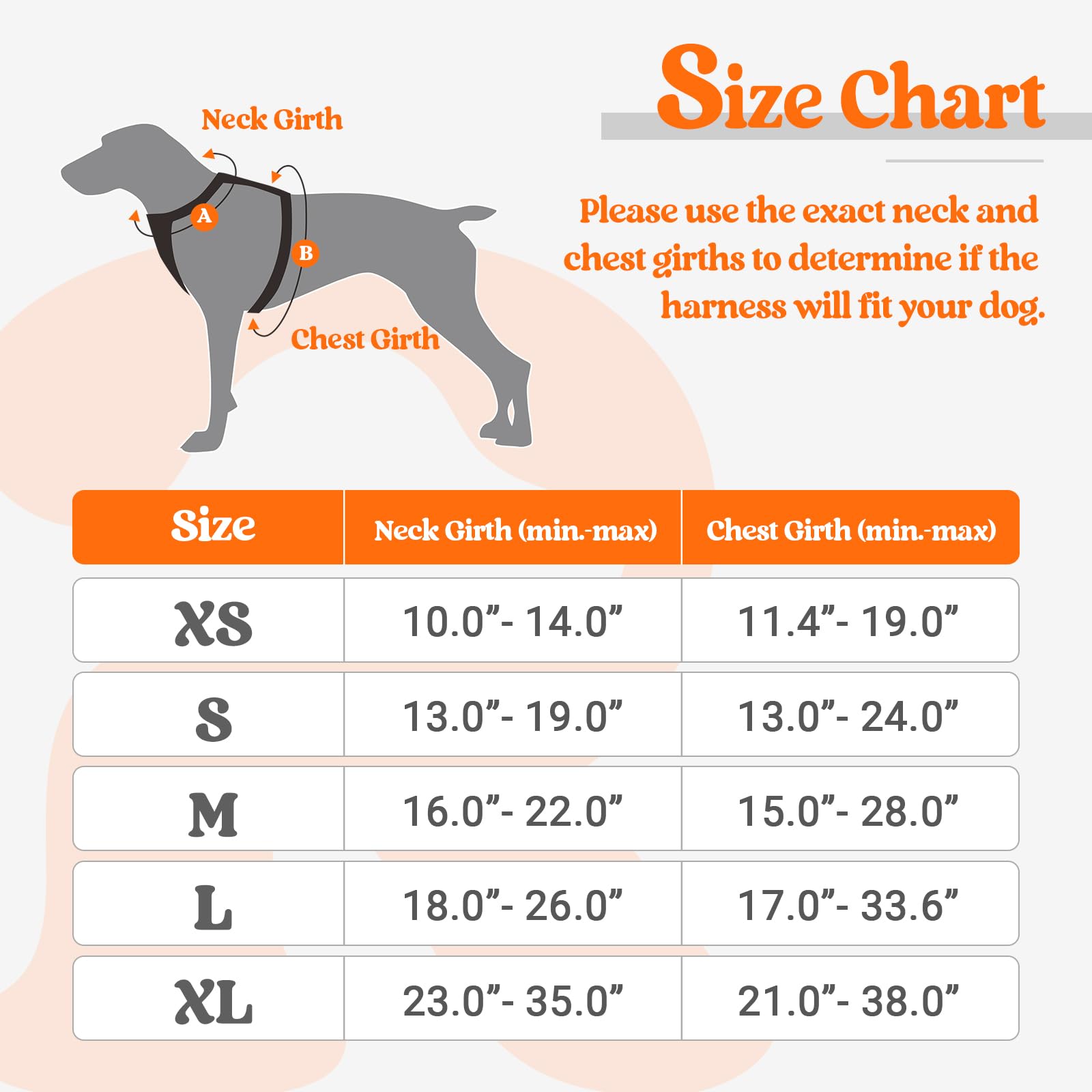 Rabbitgoo Dog Harness No Pull With 2 Leash Clips, Adjustable Soft Padded, Reflective Oxford No Choke Pet Vest With Easy Control Handle For Large Dogs,Orange,L