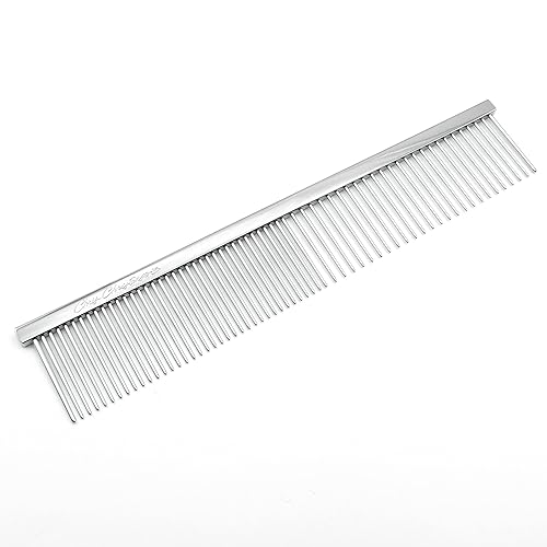 Chris Christensen 000 Greyhound Style Butter Comb, 7.5" Fine/Coarse, Metallic, Solid Brass with Steel Teeth, Chrome Finish