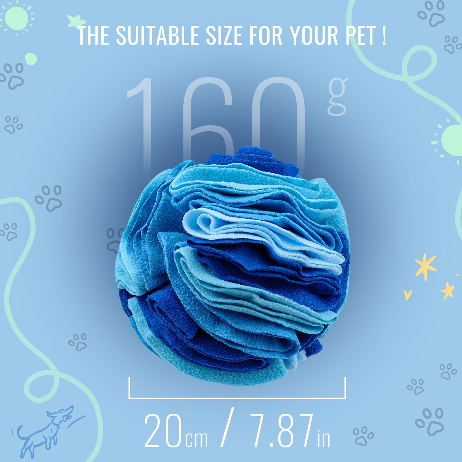 Larimuer Pet Snuffle Ball, Puzzle Sniffing Interactive Dog Toy For Blind Dogs Training, Stress Relief, Dog Enrichment Treat Ball