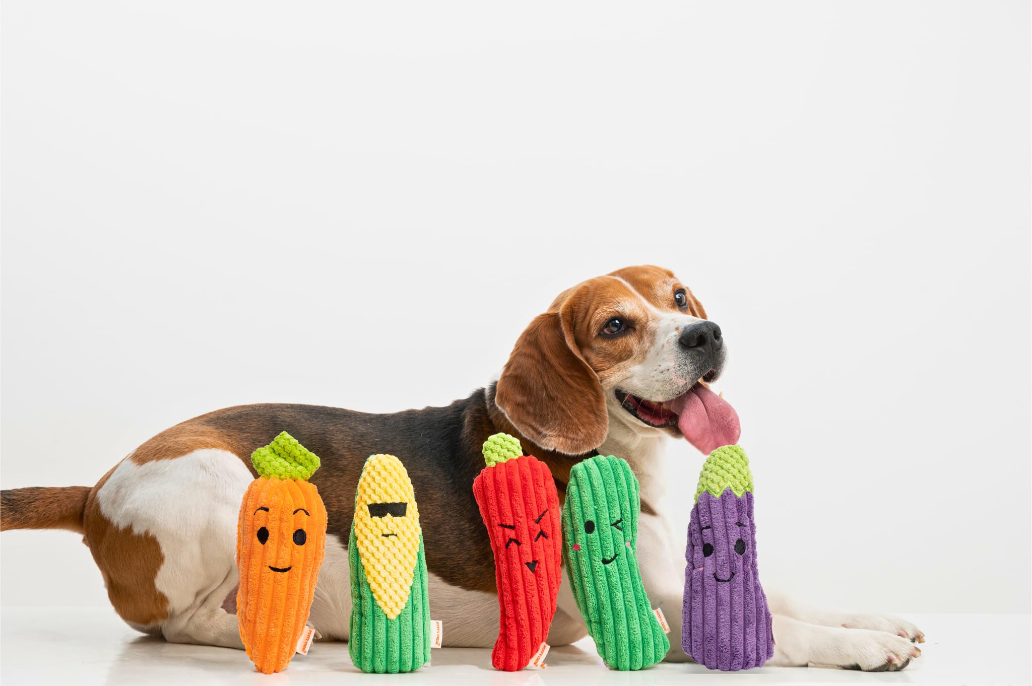 Puffy Crew Squeaky Dog Plush Toy, Bite_Stick Collection, 8'', For Small And Medium Dogs (Carrot)