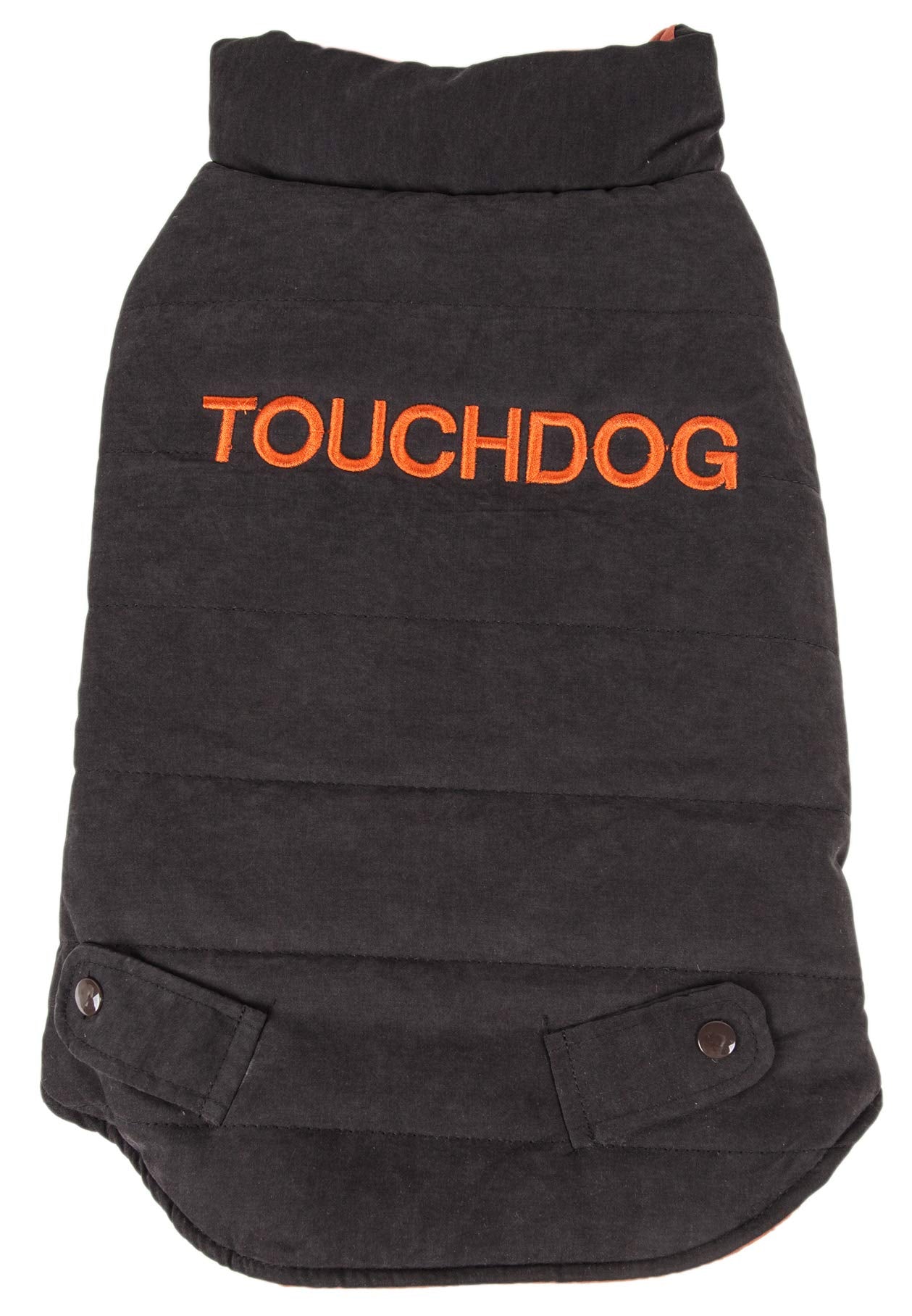 TOUCHDOG 'Waggin Swag' Fashion Designer Reversible 3M Insulated Pet Dog Coat Jacket, X-Small, Brown / Orange